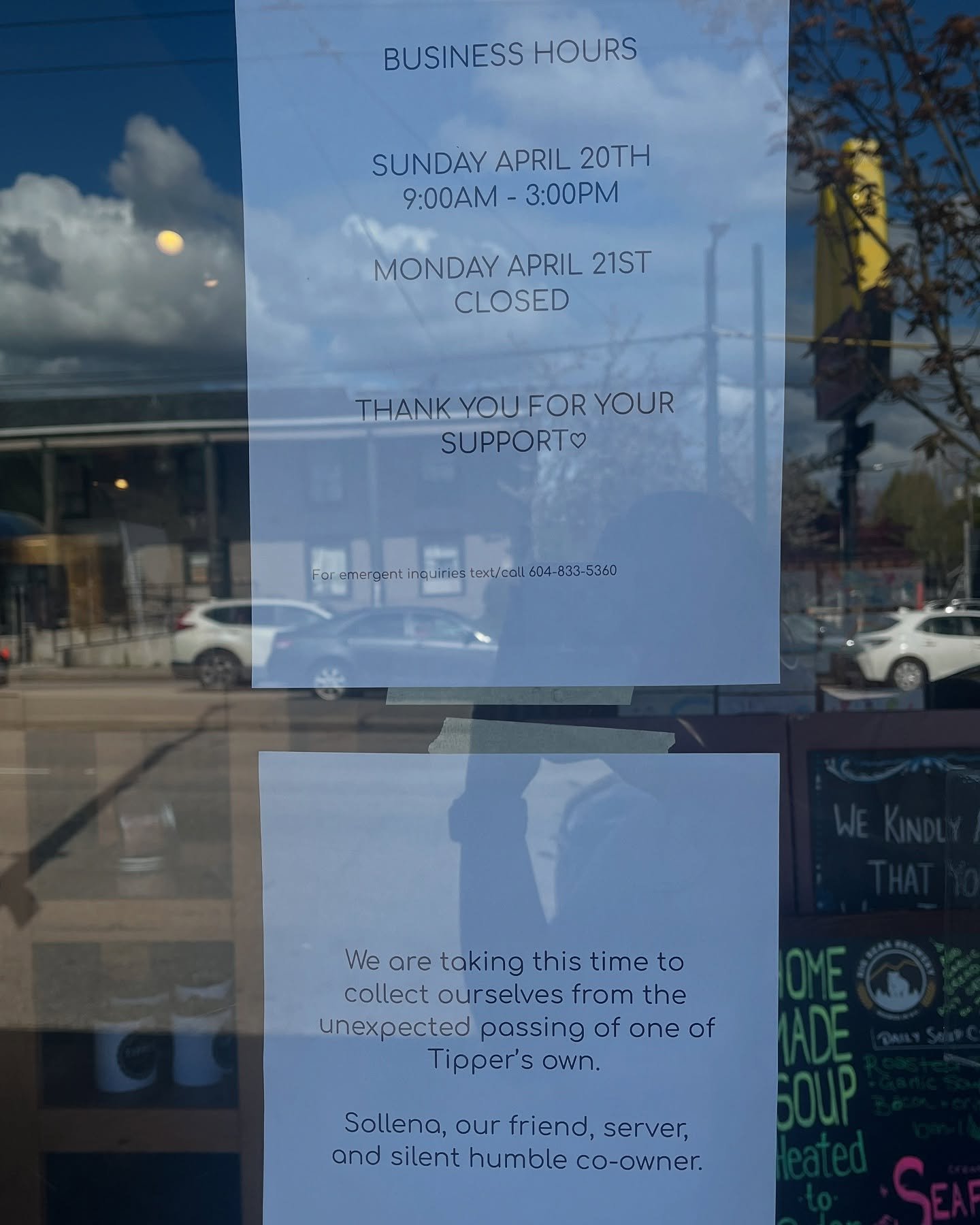 We lost a beautiful soul today. Please give the little restaurant time to feel this loss and be together. Closed Monday and possibly the days to follow.