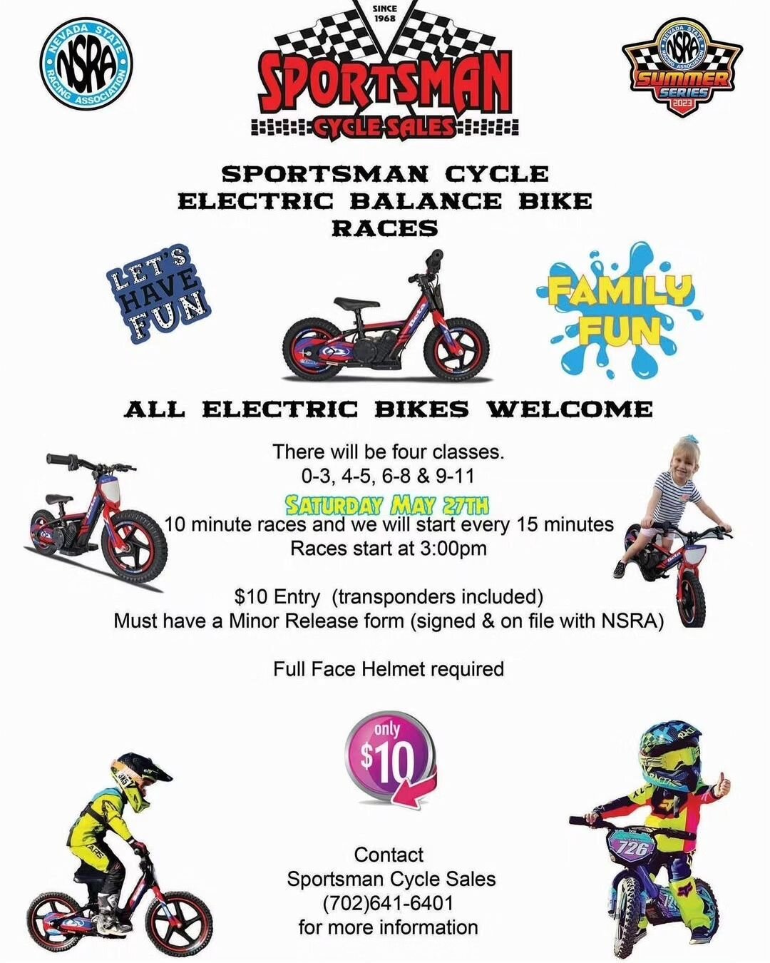We are excited to announce that we will be putting on Youth Electric balance bike races at the @nevadastate_racingassociation races! 
&bull;
✔️Four classes by age 
✔️$10 entry 
✔️Full-face helmet required 
✔️Minor release form must be signed &amp; on