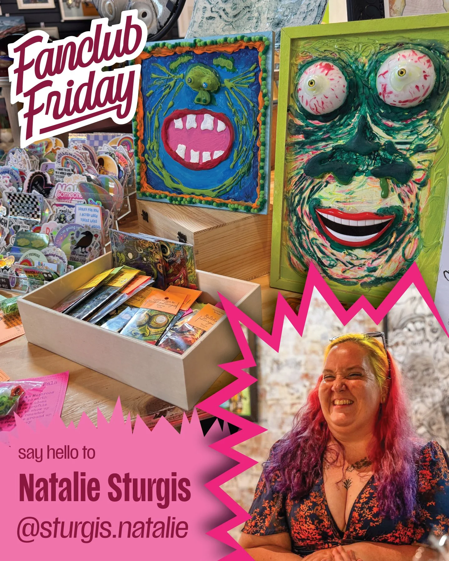 ICE CREAM, YOU SCREAM, WE ALL SCREAM FOR NATALIE!!!! 🍦 🎉

This Fanclub Friday, we want to highlight an artist with so much personality: @sturgis.natalie ! Natalie was the first solo artist to debut in the Ruston Microgallery, and we are so happy sh