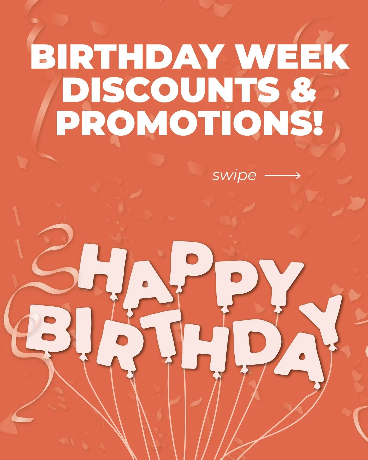 OUR BIRTHDAY WEEK CELEBRATIONS START TOMORROW!!! AND WE'VE GOT LOTS OF PROMOS GOING ON, JUST FOR YOU!

If you come in and make a purchase during our birthday week (10/23-10/29), you can spin the Color Wheel of Discounts! Depending on which color you 