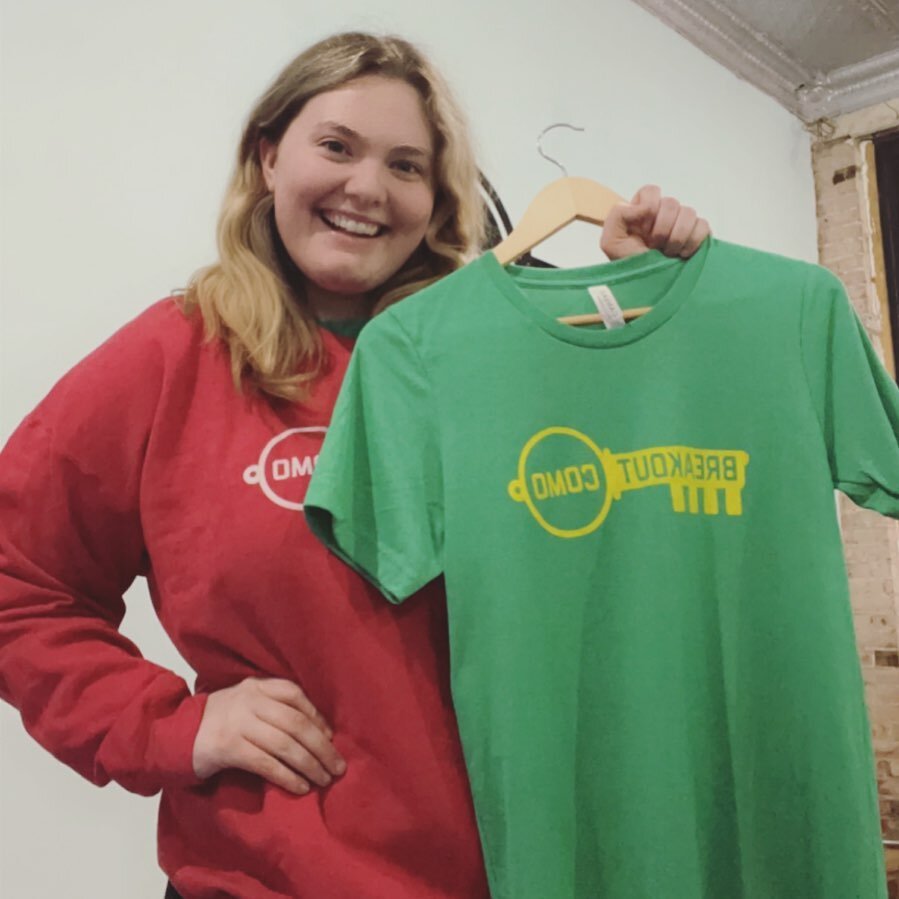 ☘️ Happy St. Patrick&rsquo;s day from Breakout CoMo! Long time employee Nicole is sporting her Breakout gear and showing off our new and festive breakout shirt for the season! 

Do you have what it takes to escape? Come find out in one of our 5 aweso