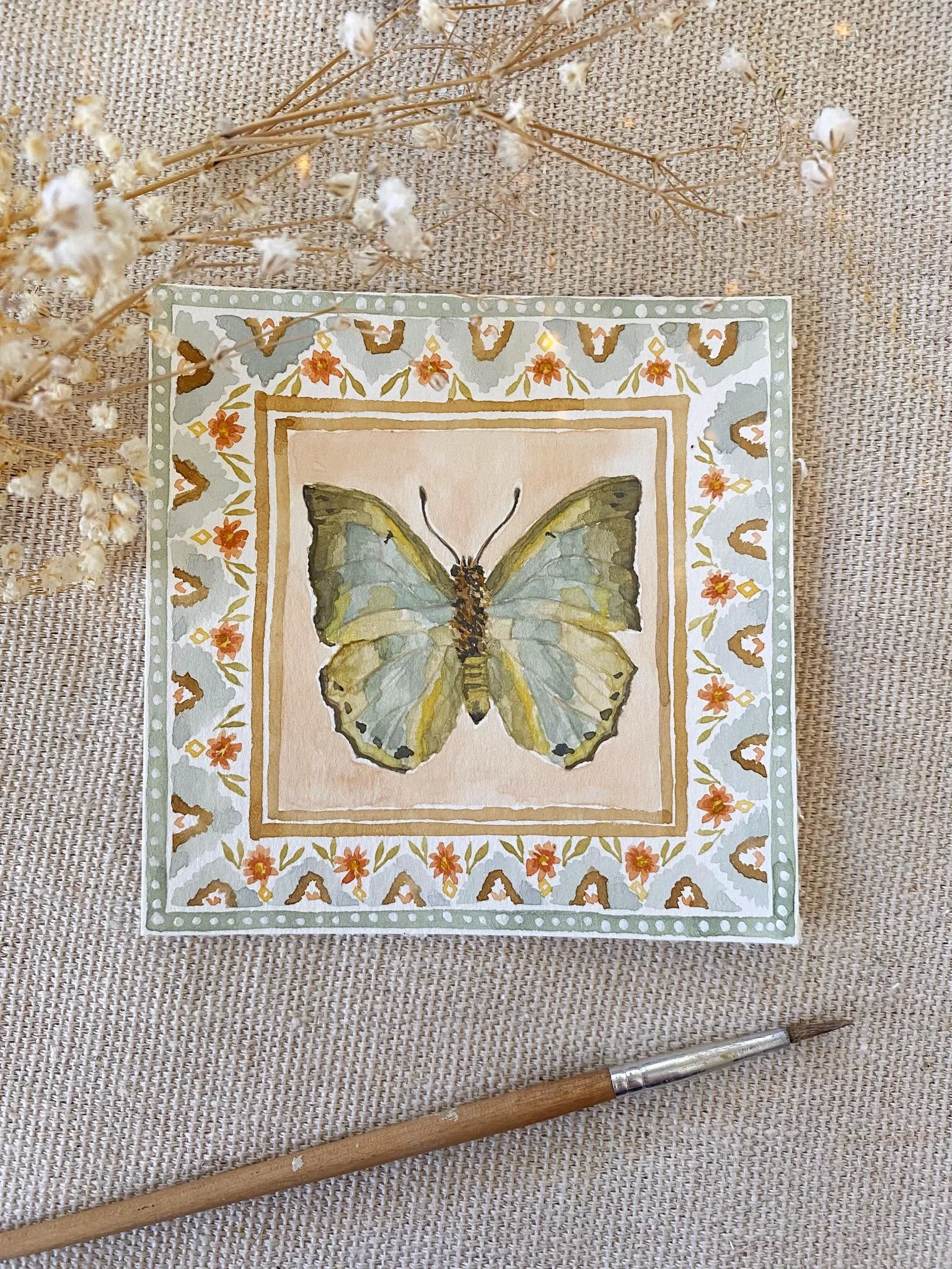 Butterfly in Soft Blue Print