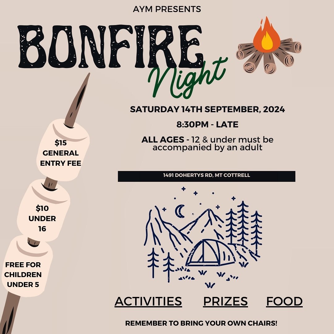 Salaam AYM!

We are excited to invite you to our ANNUAL BONFIRE!
In this years event will feature a night market with activities to win prizes, purchase delicious food and desserts. There&rsquo;s much more in store, so be sure to join us. This event 