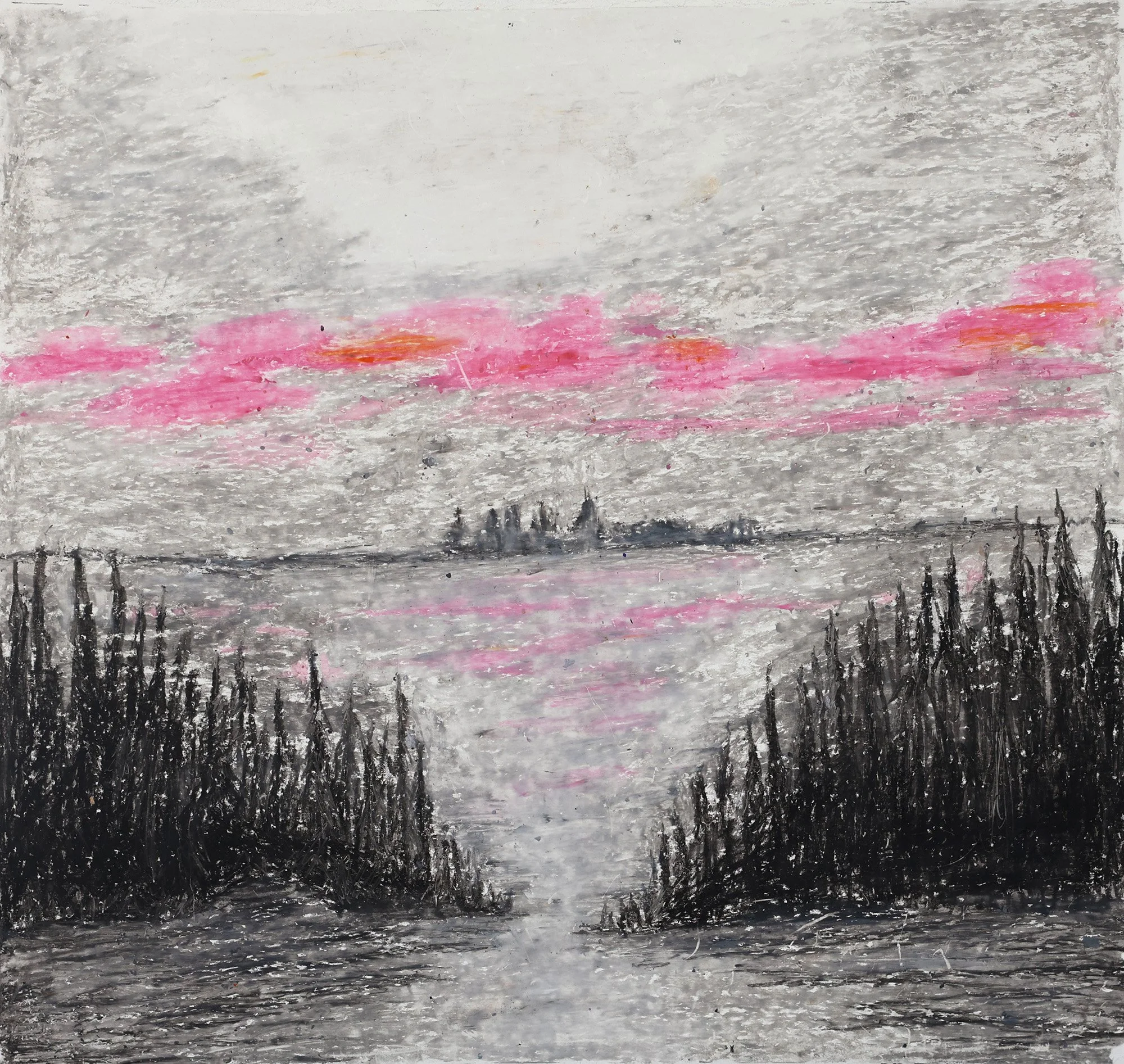 Päivi Vahtola - Auringon lasku - Öljypastelli