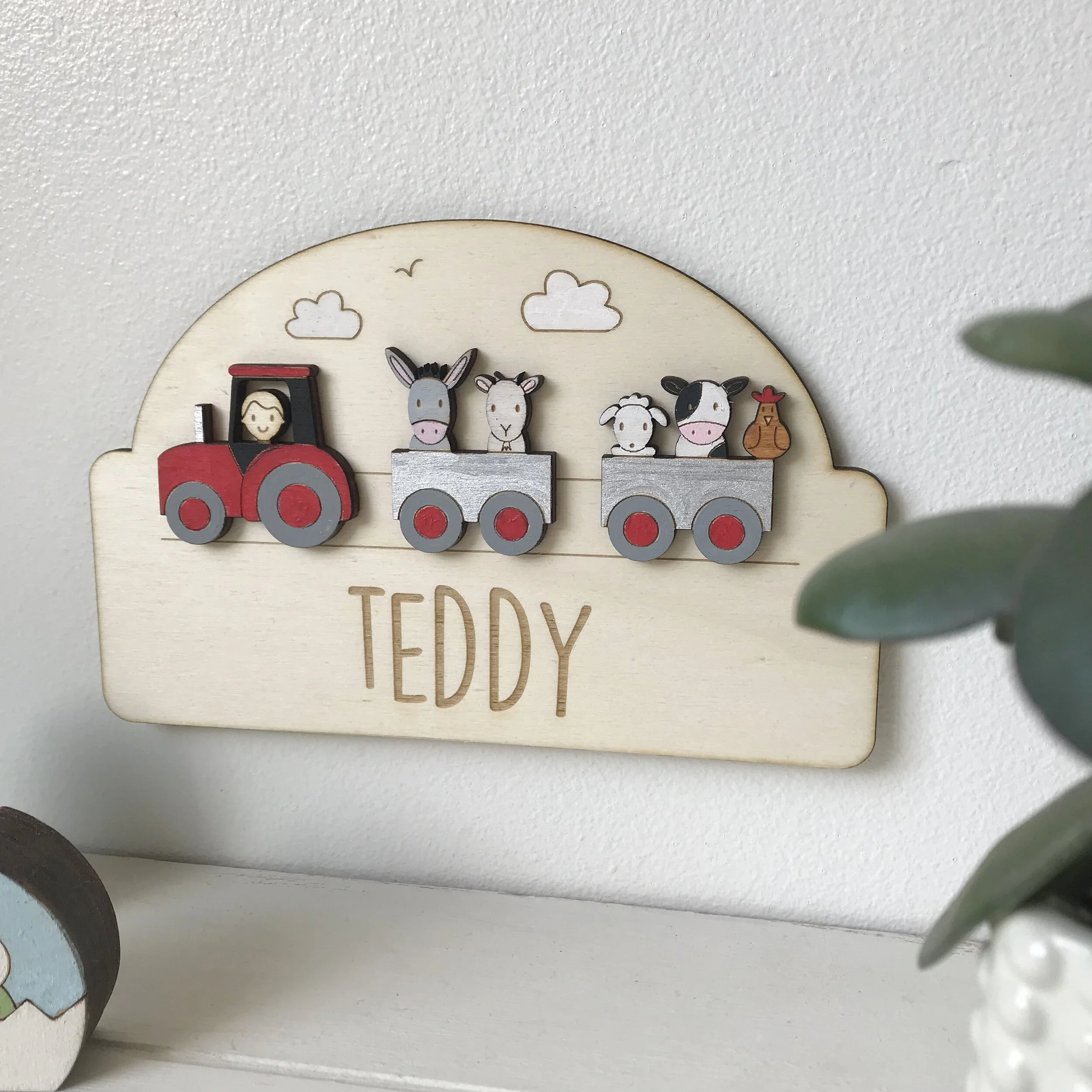 Child's room name sign - farm
