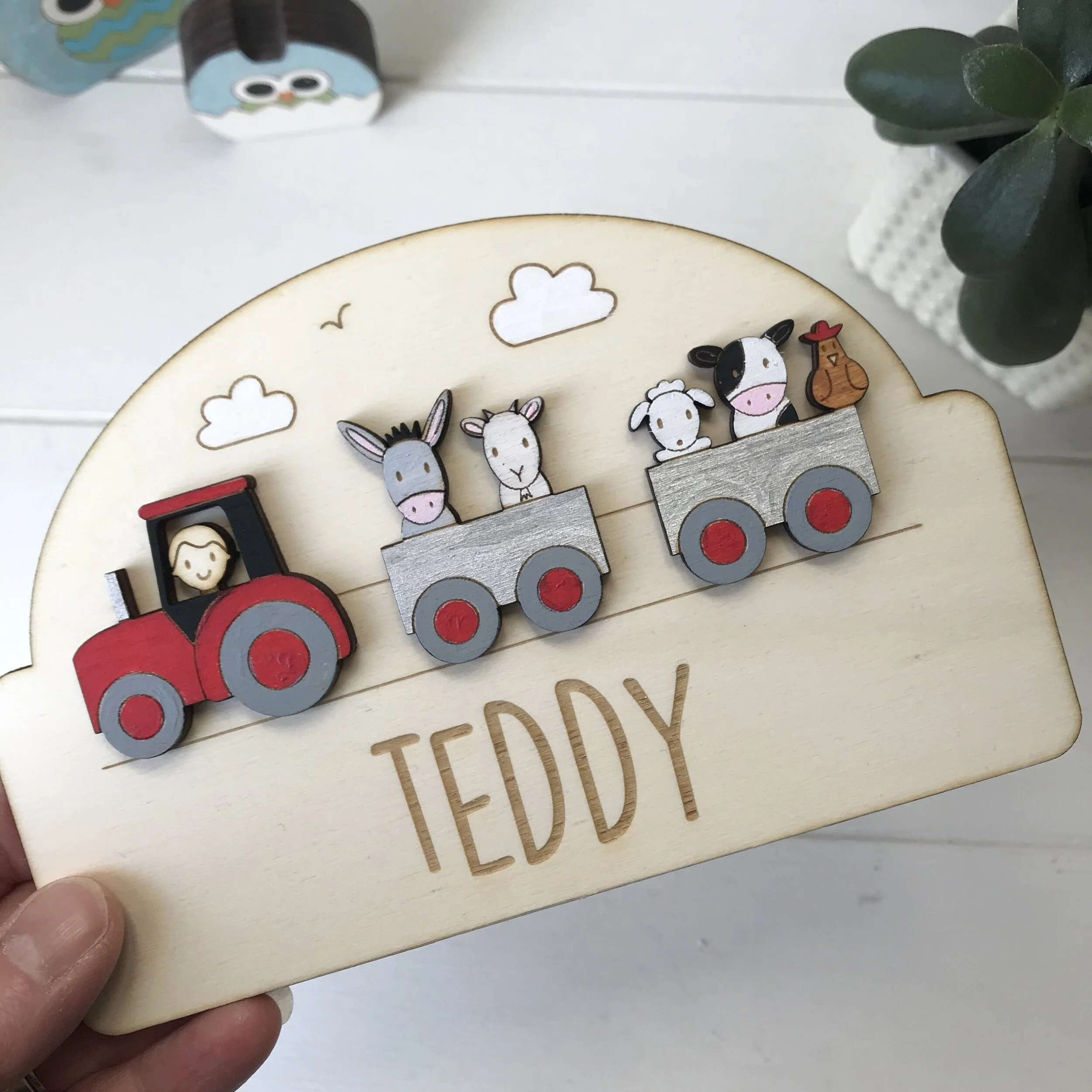 Personalised farm animal room sign