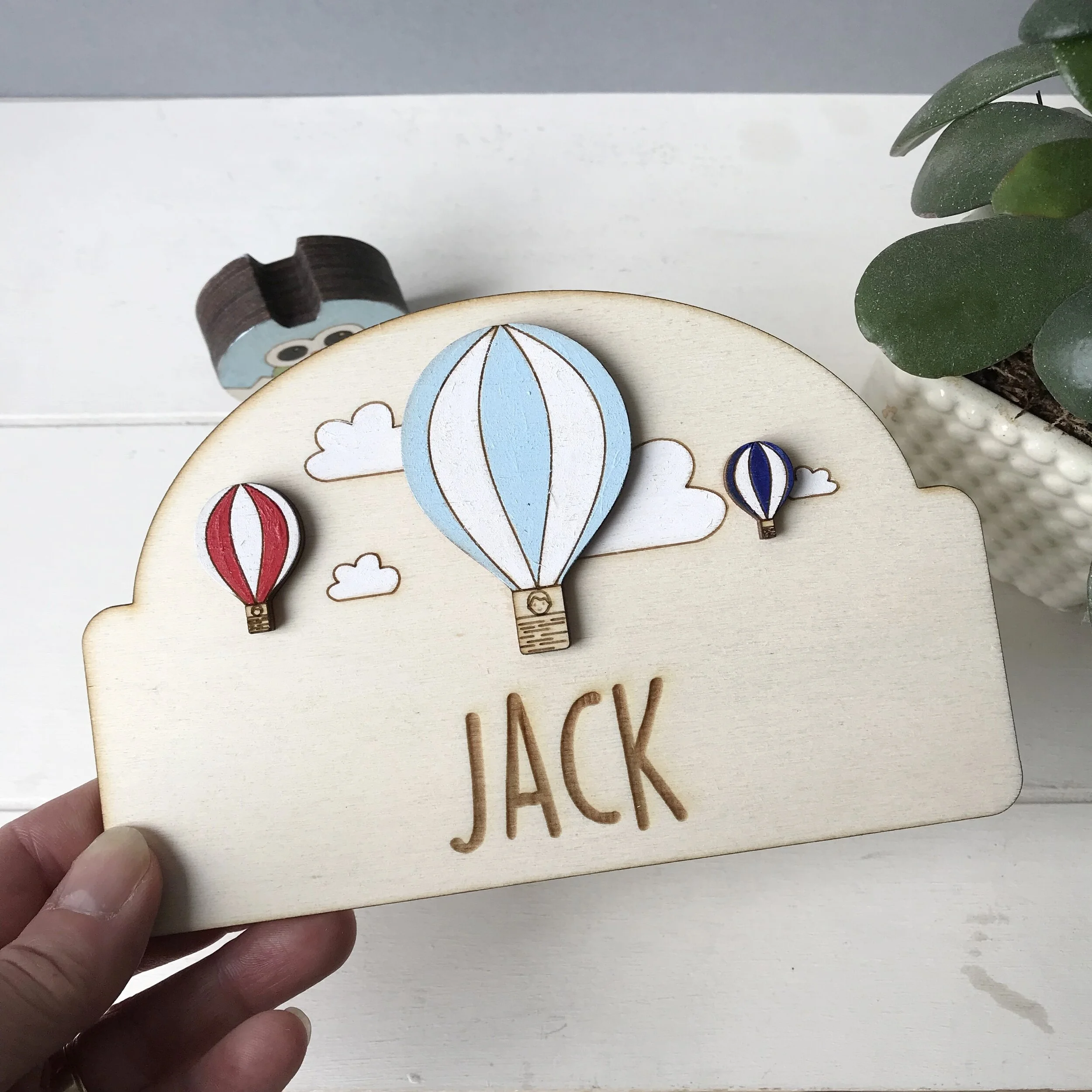 Children's hot air balloon door sign