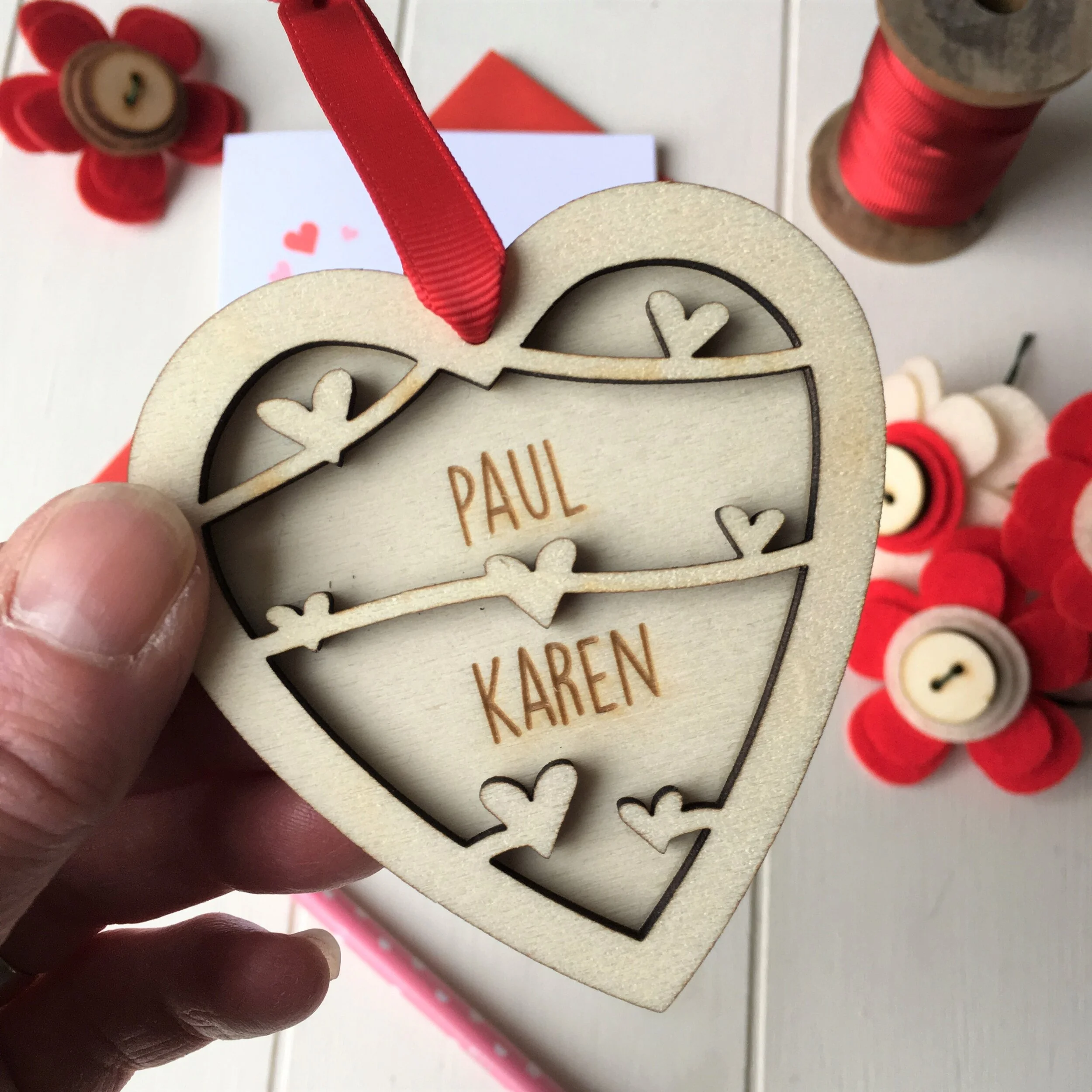 Valentine's Day keepsake heart and card