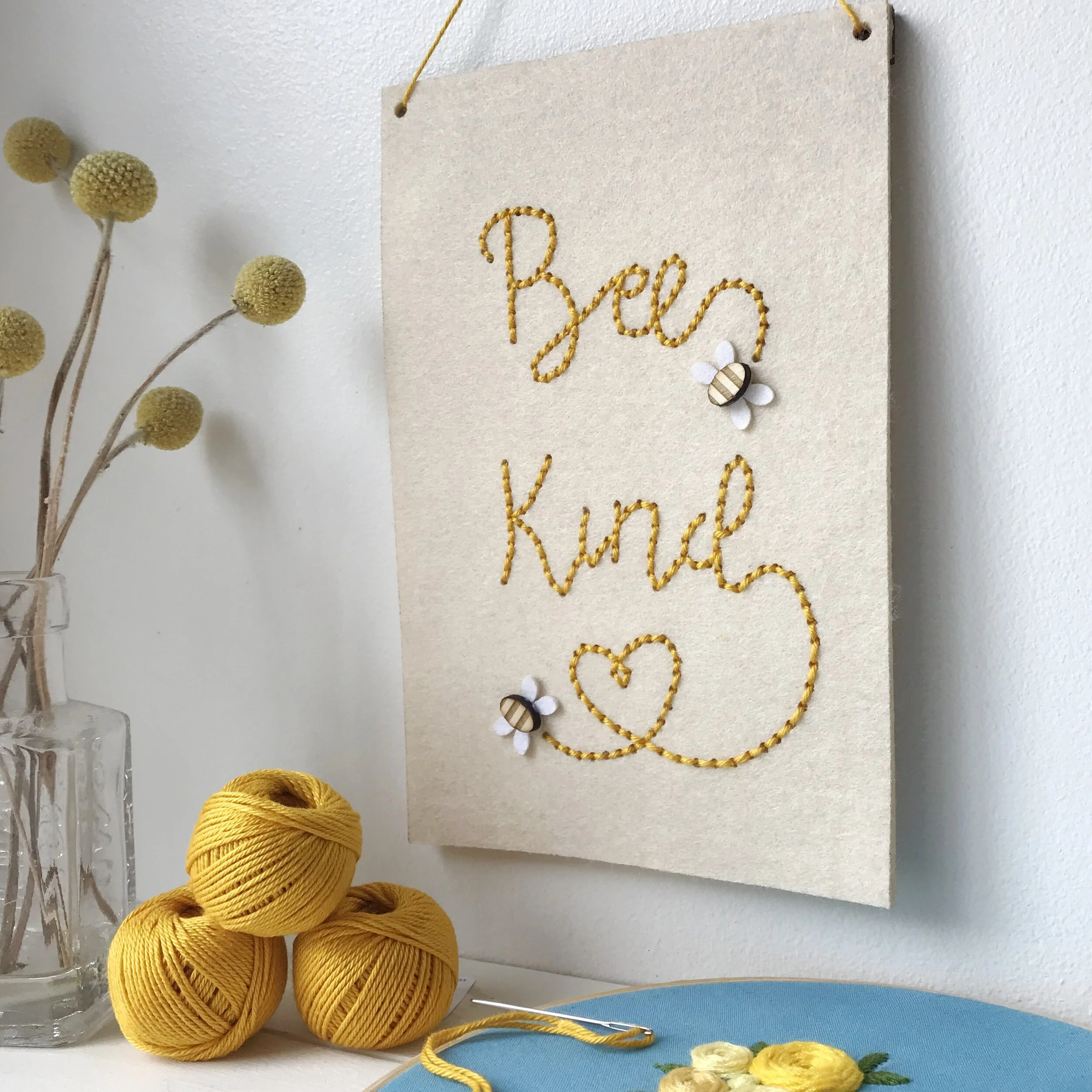 Bee kind simple embroidery kit  just toppers  personalised gifts