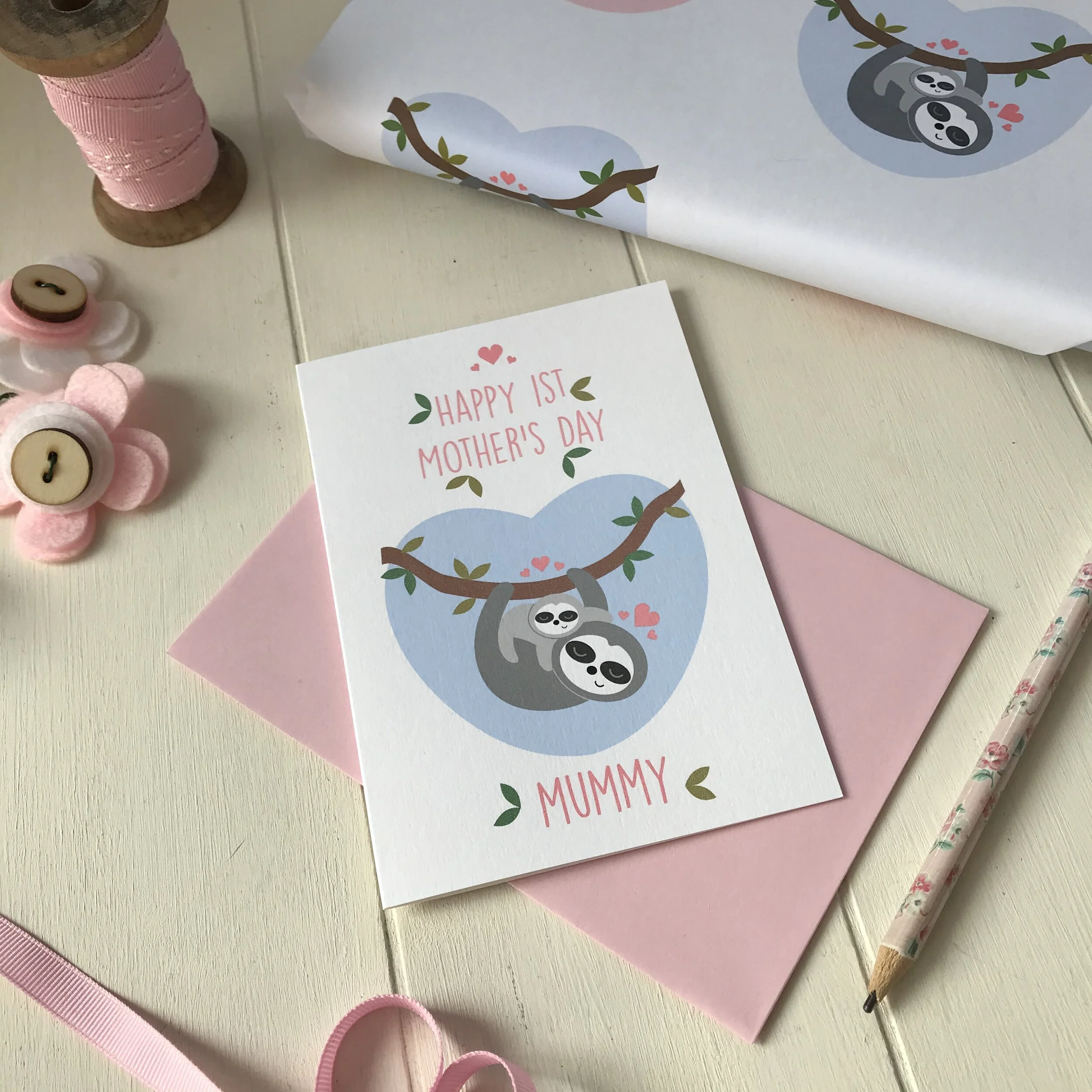 baby's first mother's day card and matching paper.JPG