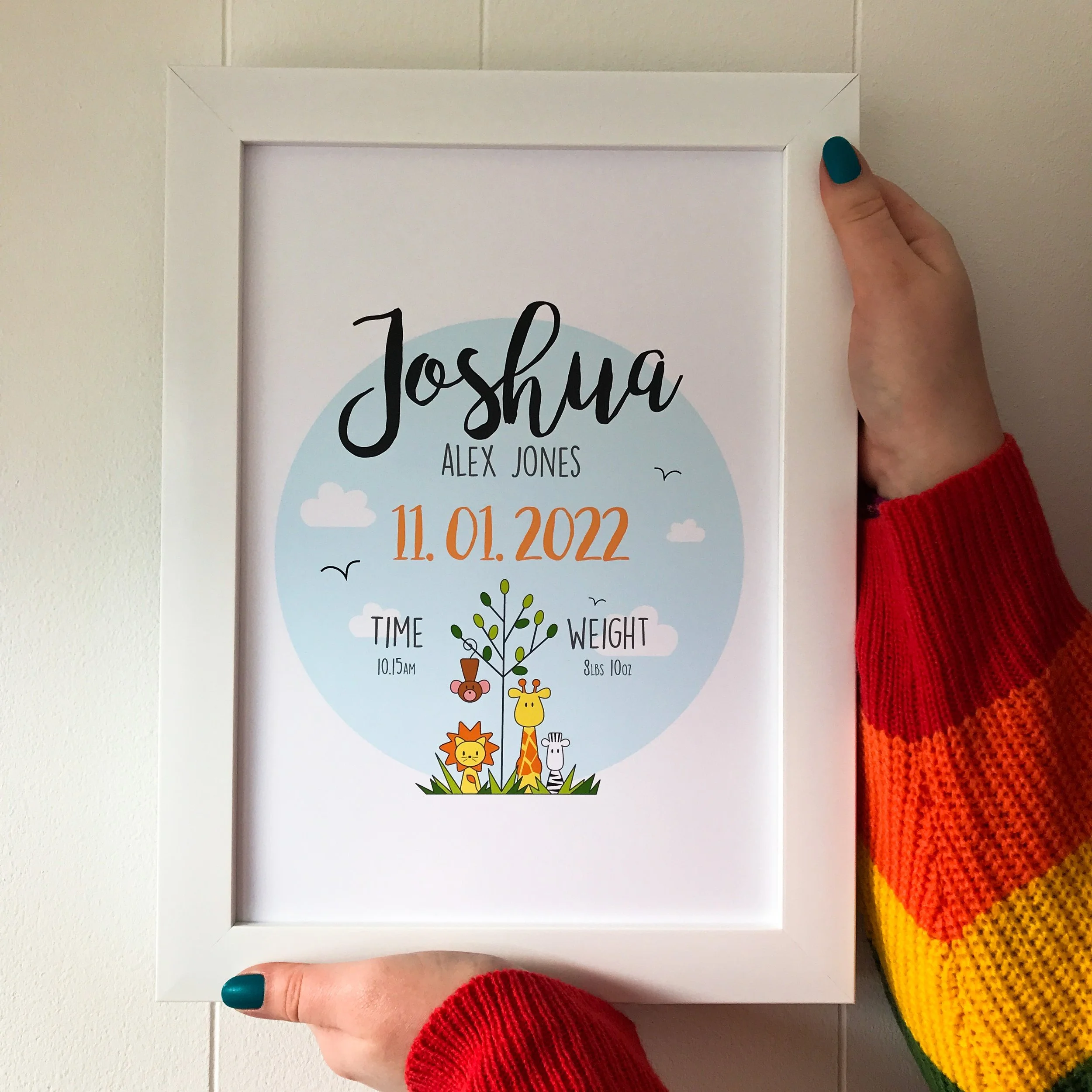 Jungle new baby print - white frame.JPG
