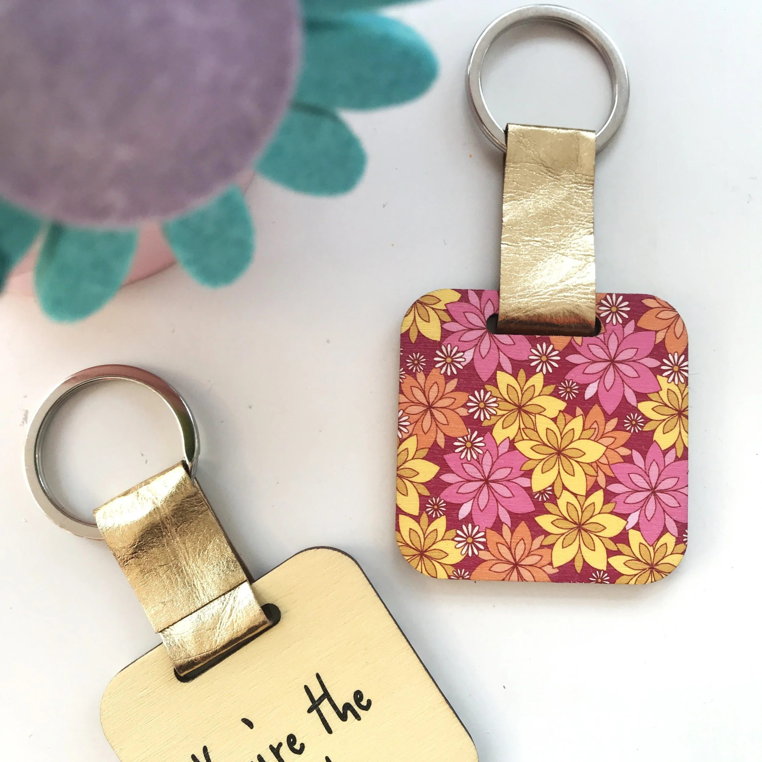 July Birth Flower Keyring - Water Lily Flowers