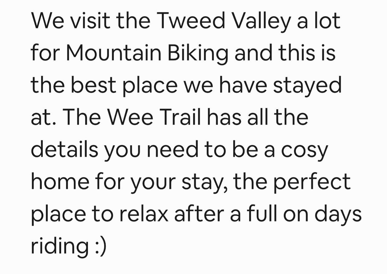 Lovely review from a couple of mountain bikers that stayed recently. They booked another visit before the end of their stay, which is the best feedback we can get #trailhouseglentress #glentress #accommodation #peebles #tweedvalley