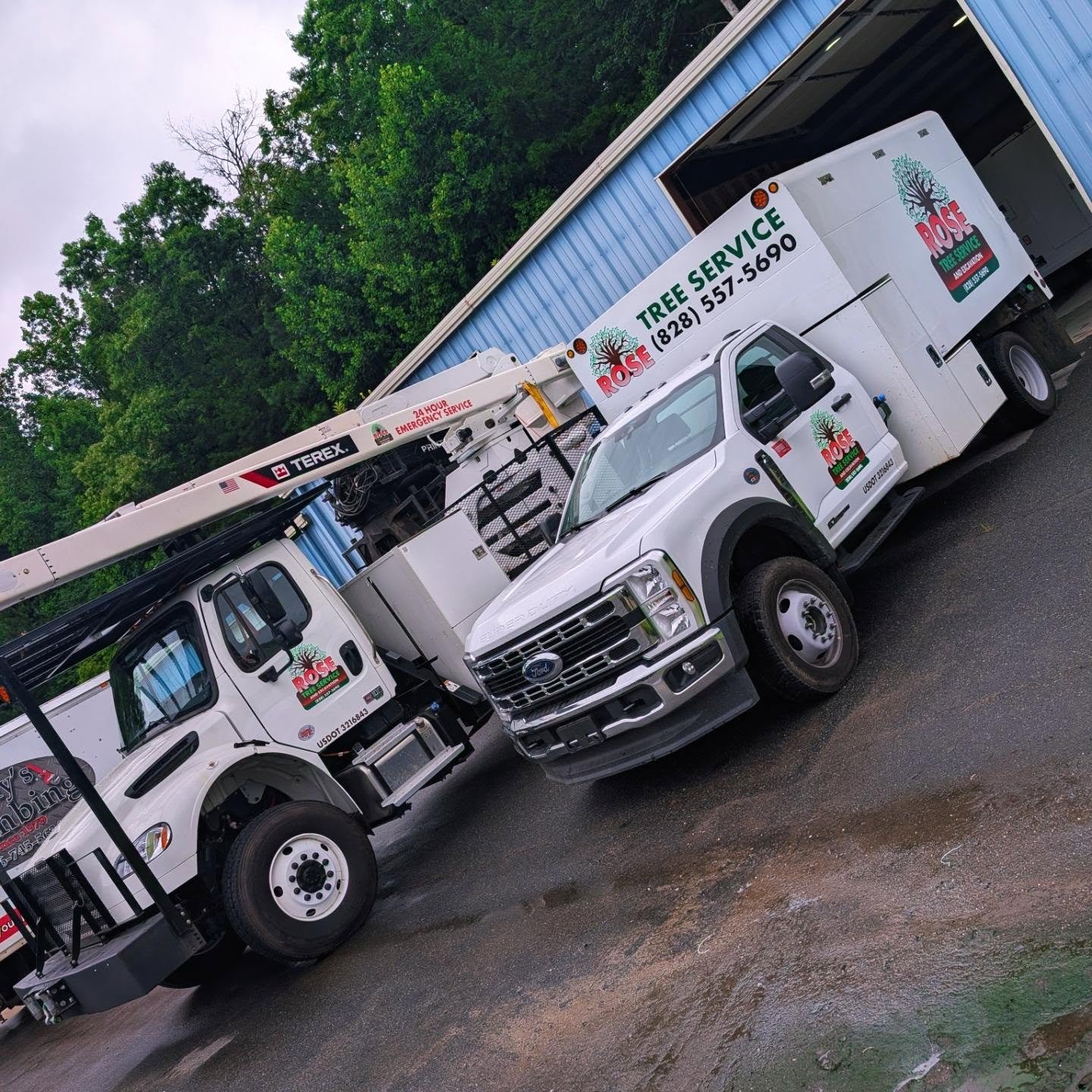 Highlights from our rainy Friday spent branding the Rose Tree Service fleet! 🤘