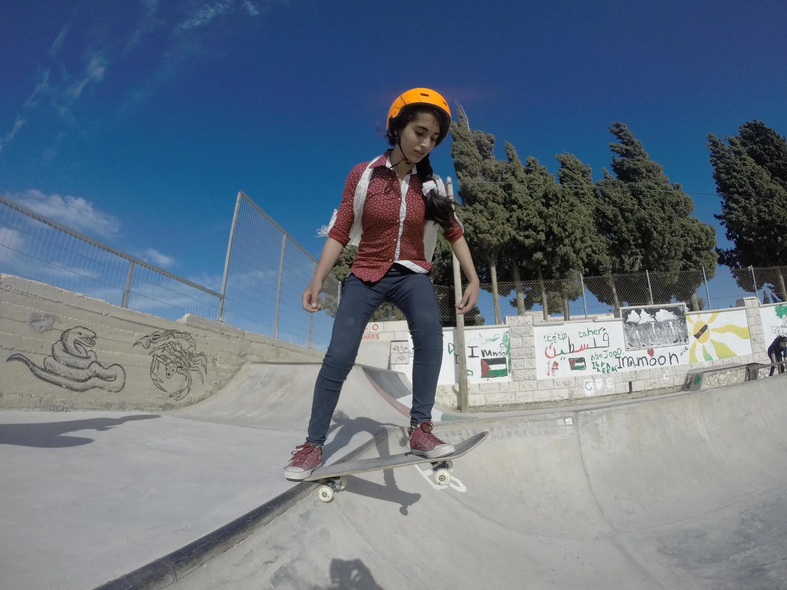 Meenas on the mini-ramp