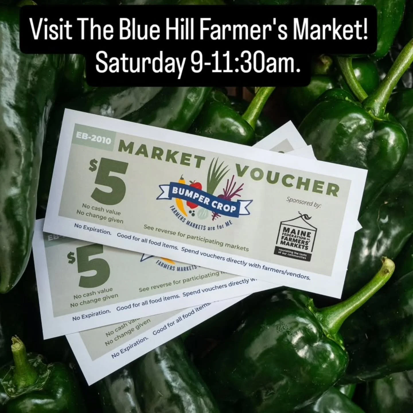 Don't forget to bring your harvest bucks, bumper crop and have the kids stop by the info booth for pop tickets to spend on fruits and vegetables! 🍎 🍃 🍅