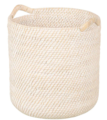 White Washed Rattan Basket