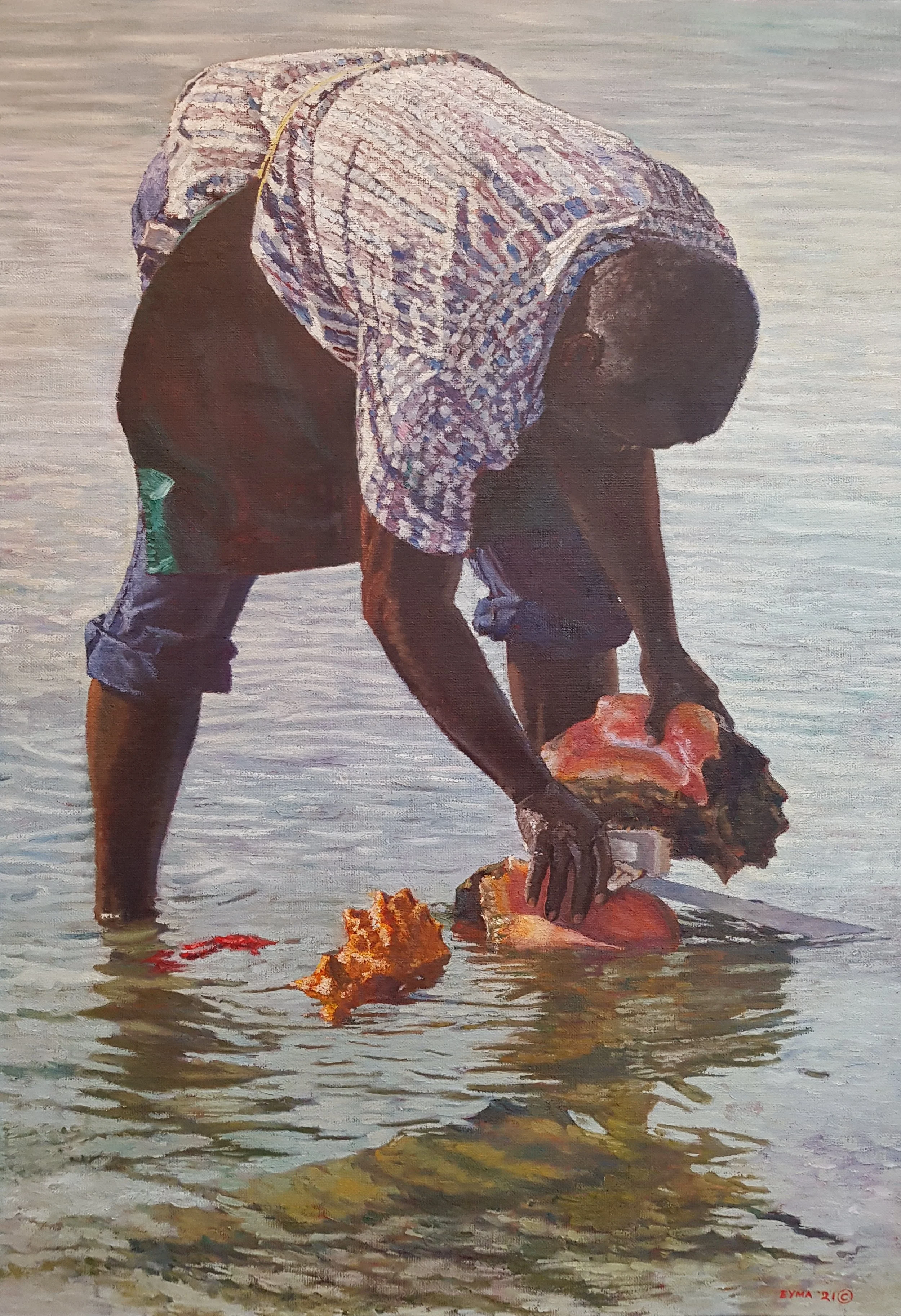 Man With Three Conchshells