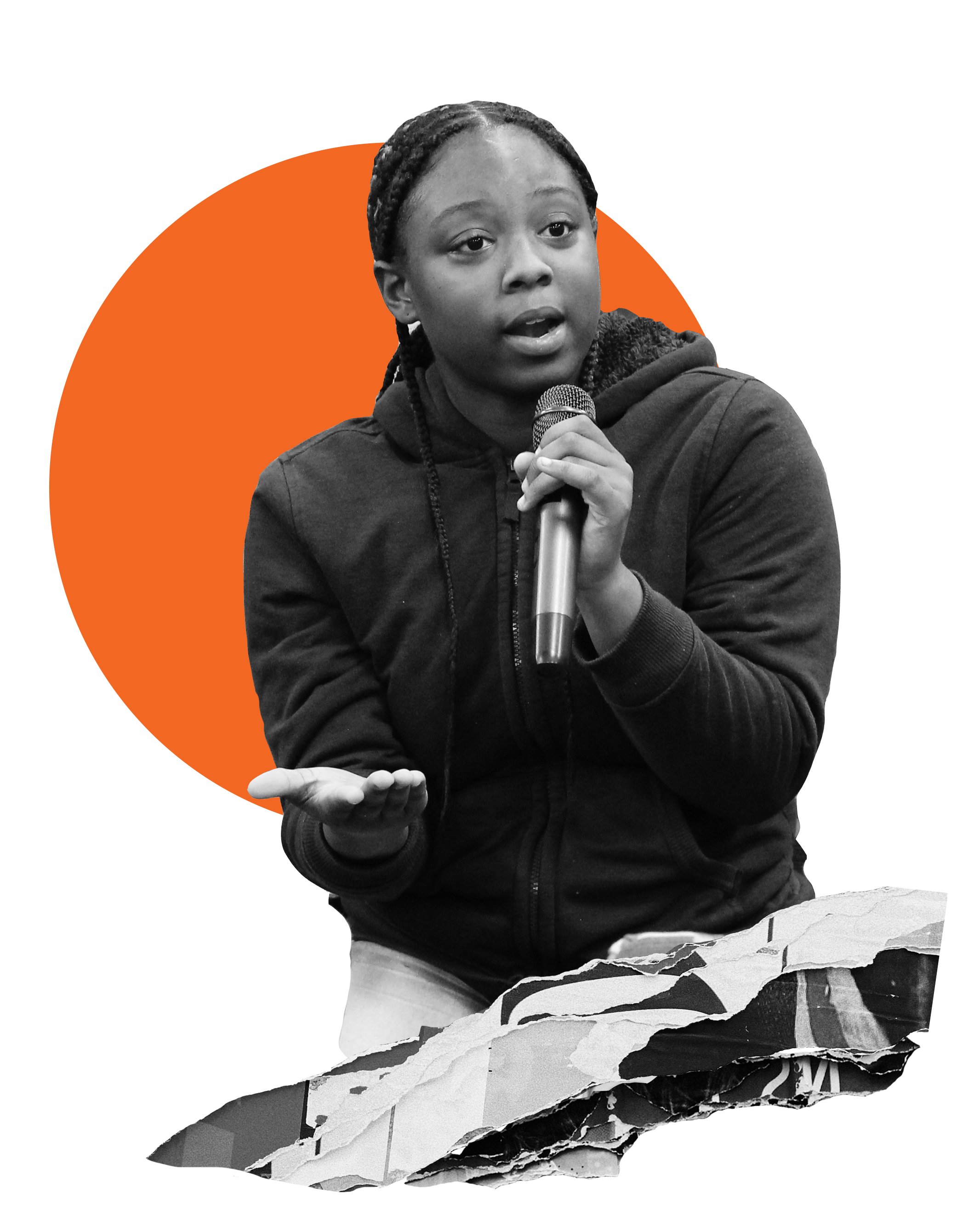 young person holding microphone