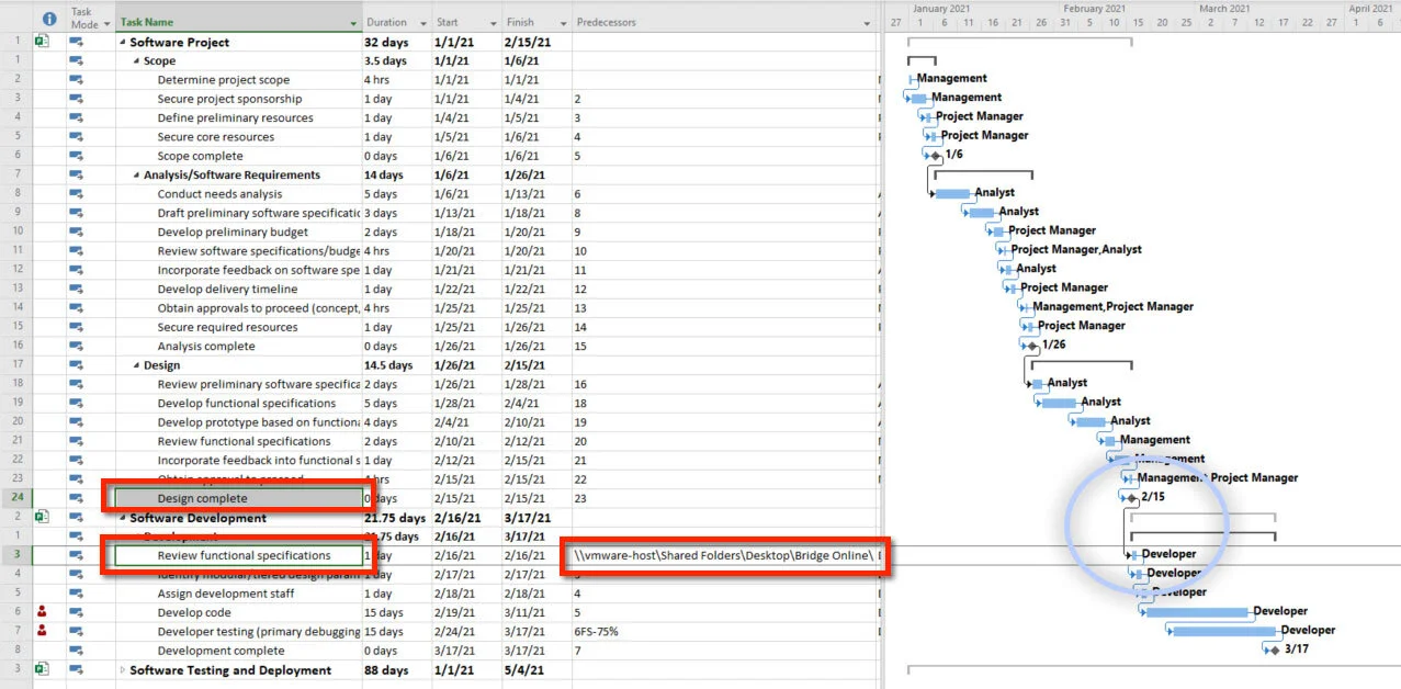Figure 36. Cross project link.