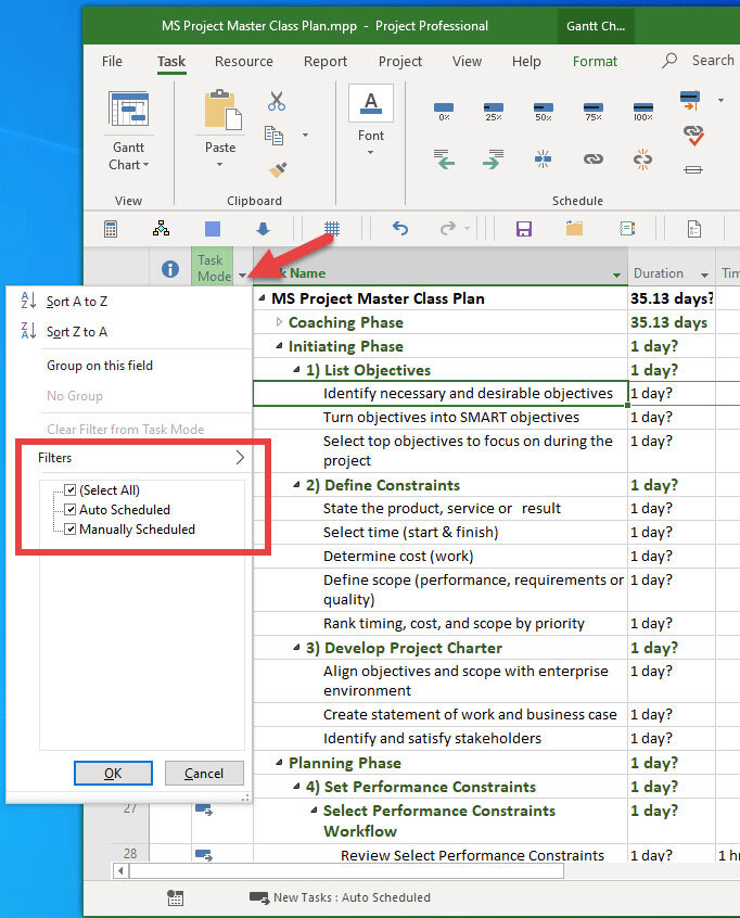 Figure #2. Column filter on data in the field.