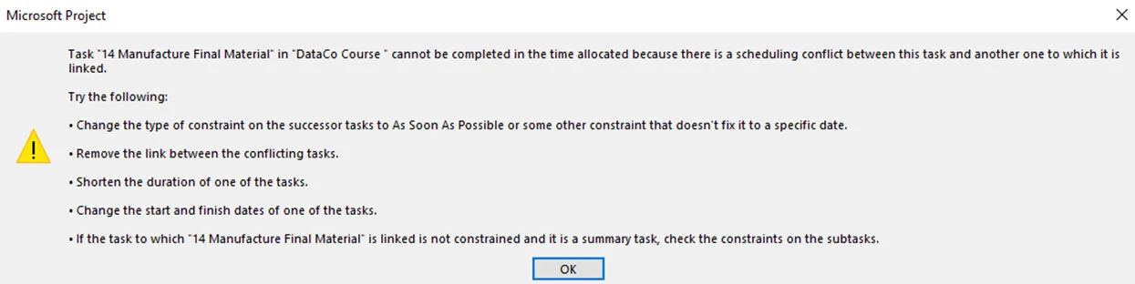 Figure 13. Scheduling message.