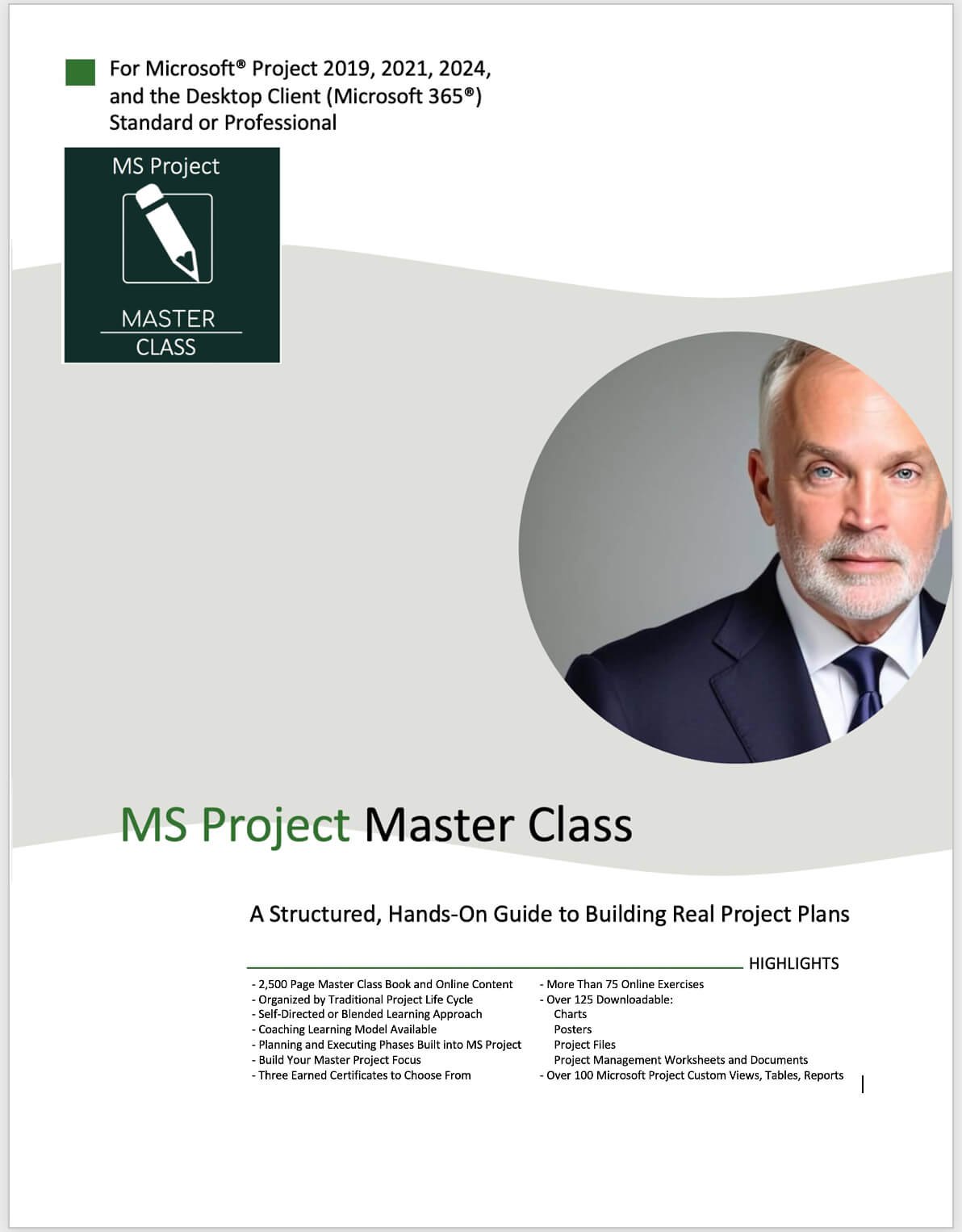 MS Project 24 Hour Master Class Book for Microsoft Project training, Project MAP workflows, exercises, and Master Project development