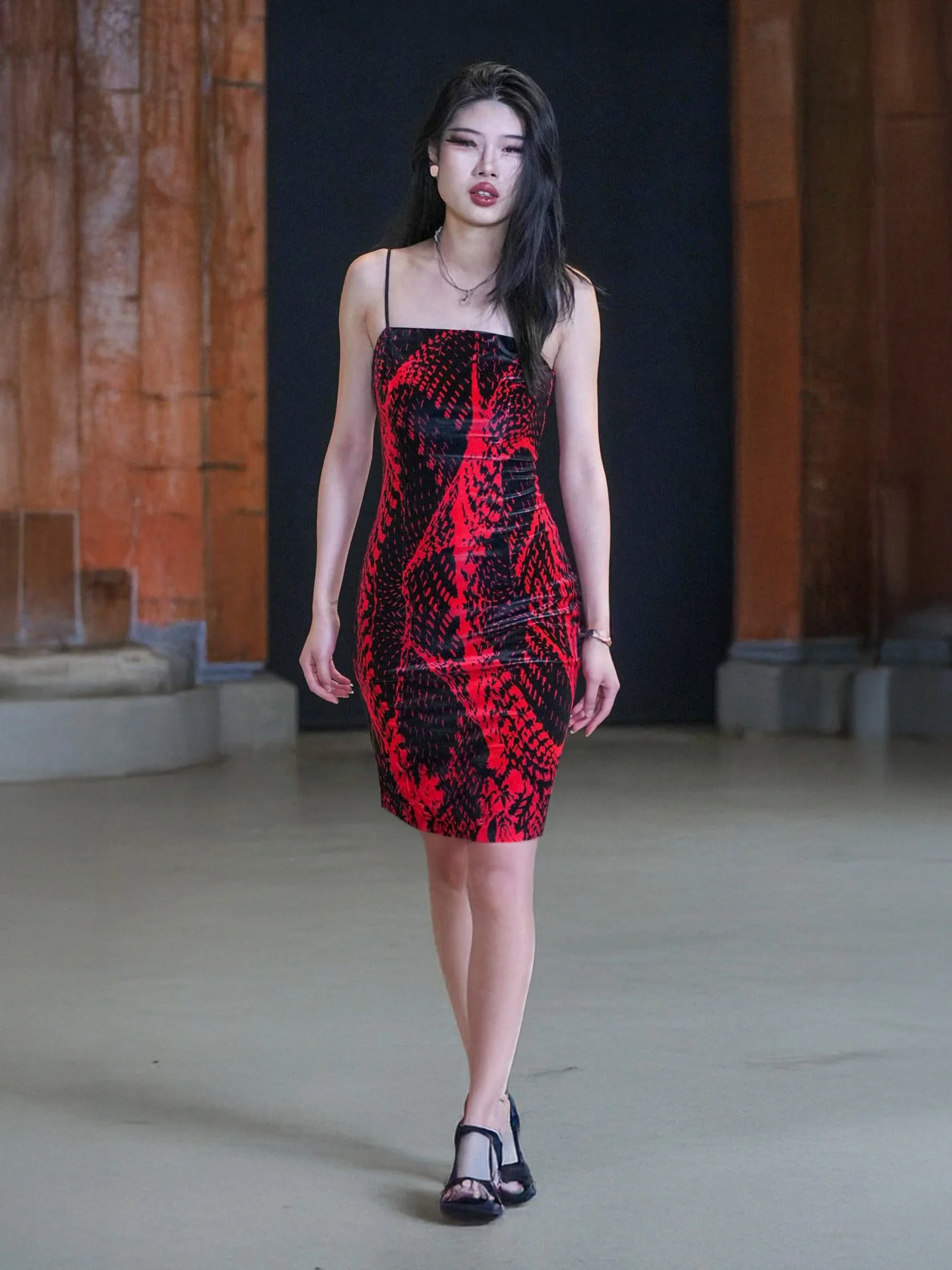 Oakland Building Lights Stretch Velvet Dress