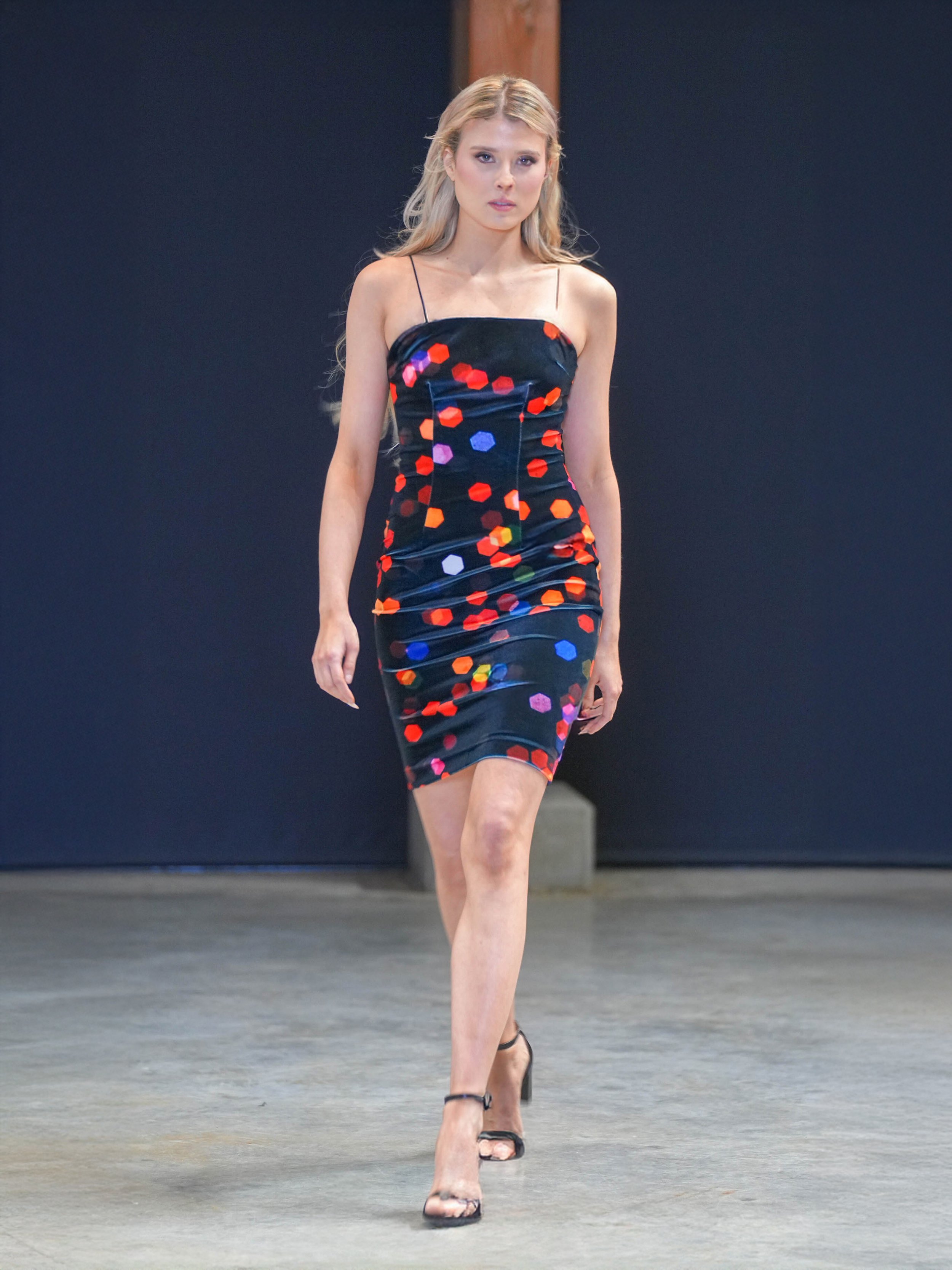 Bokeh Xmas Lights Stretch Velvet Dress