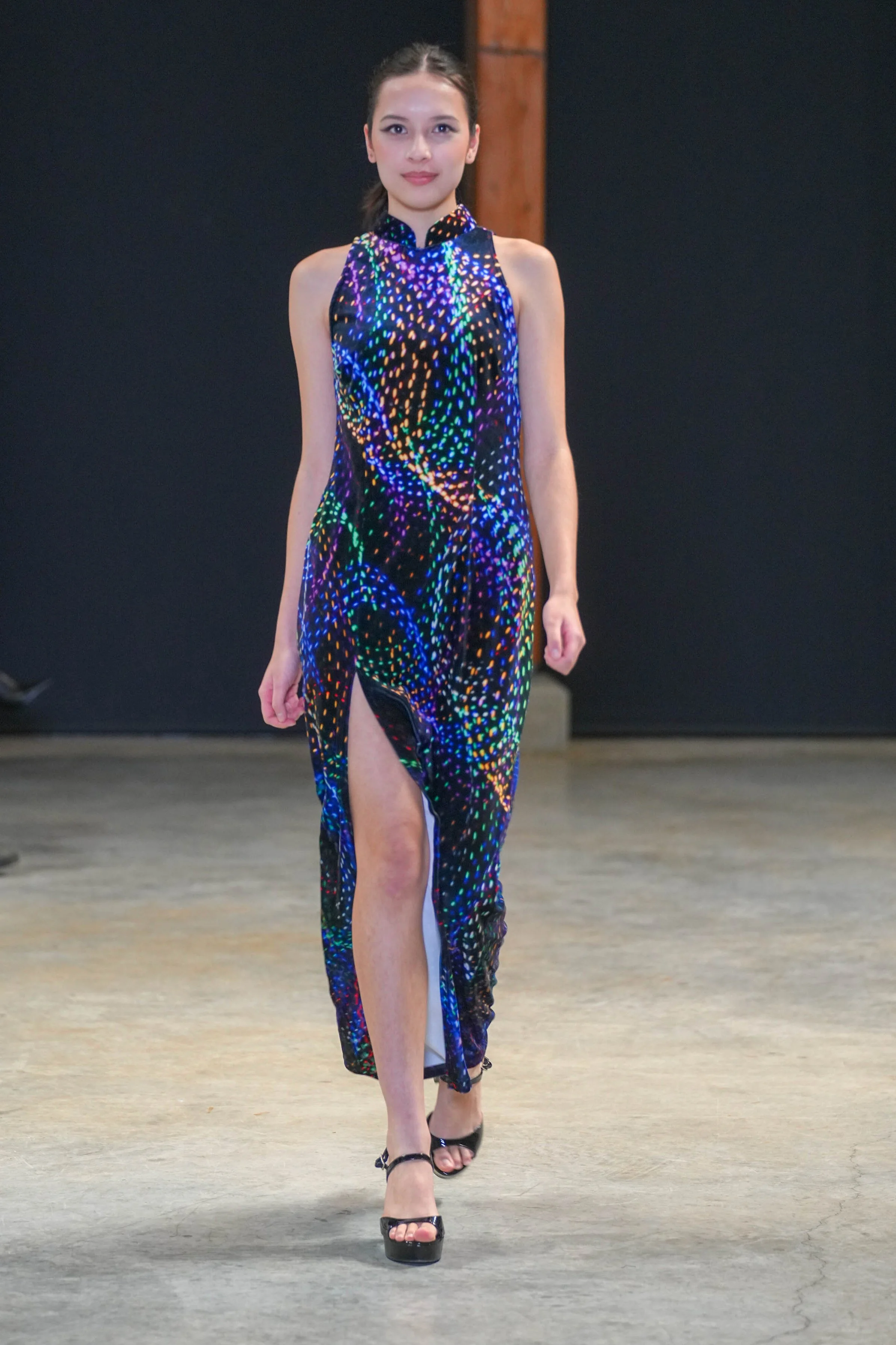 Tim Sha Tsui Light Painting Velvet Dress