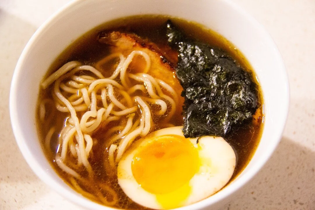 As if making ramen from scratch wasn't enough, we made the noodles, the pork belly, and ramen egg as well.  BOOM.  And while the end result was a bit too salty (we misread the recipe and added too much Tare), it was still pretty epic - the noodles (w