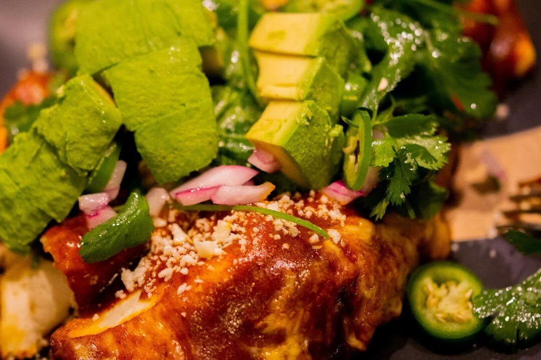 Enchiladas are great to put together all of the things you love, in tortillas, with an awesome sauce and a lot of cheese... So... yeah they're pretty great.  These were no exception - filled with chicken and a spicy (but not too hot)  red sauce, topp