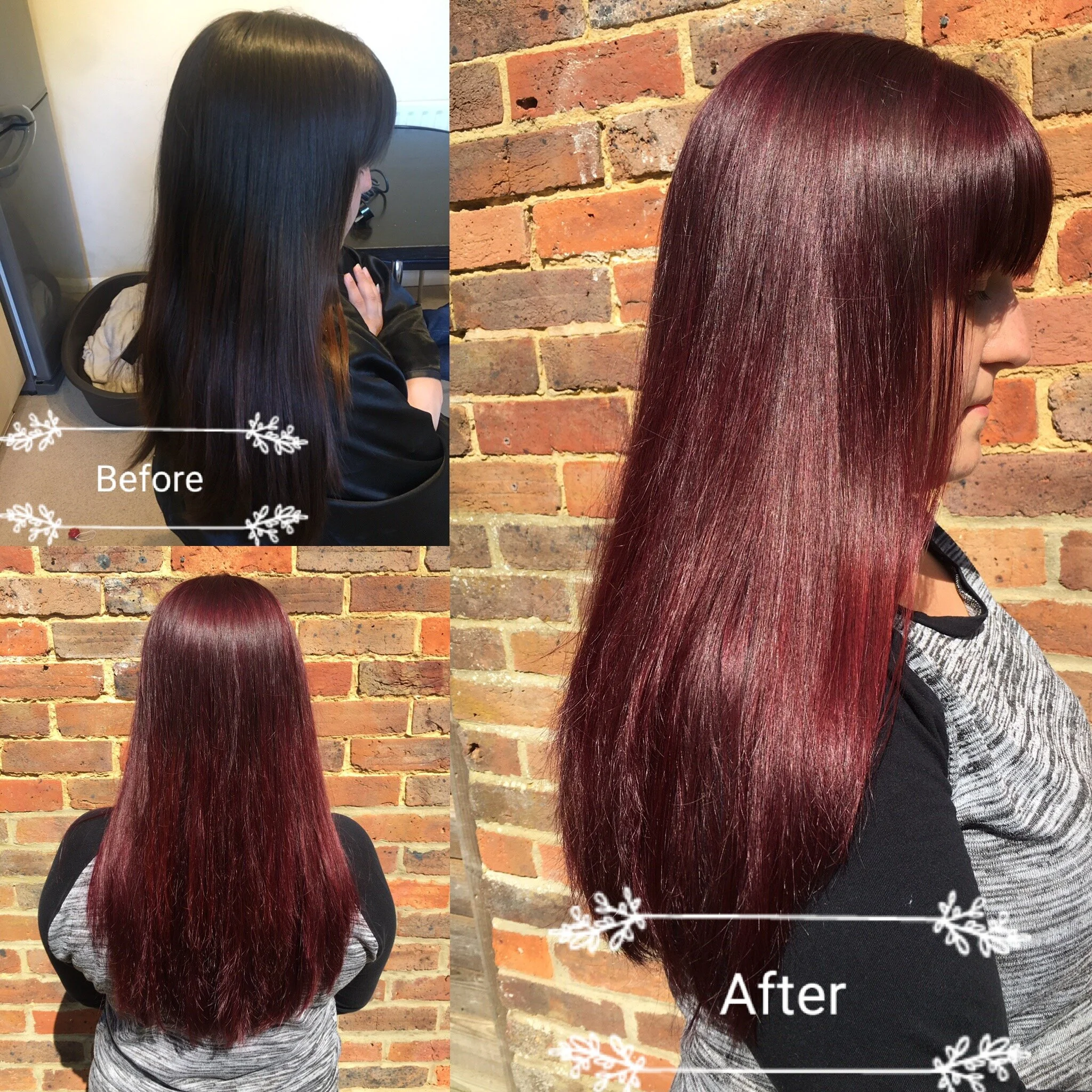 Bright colour change from dark brown to cherry red 