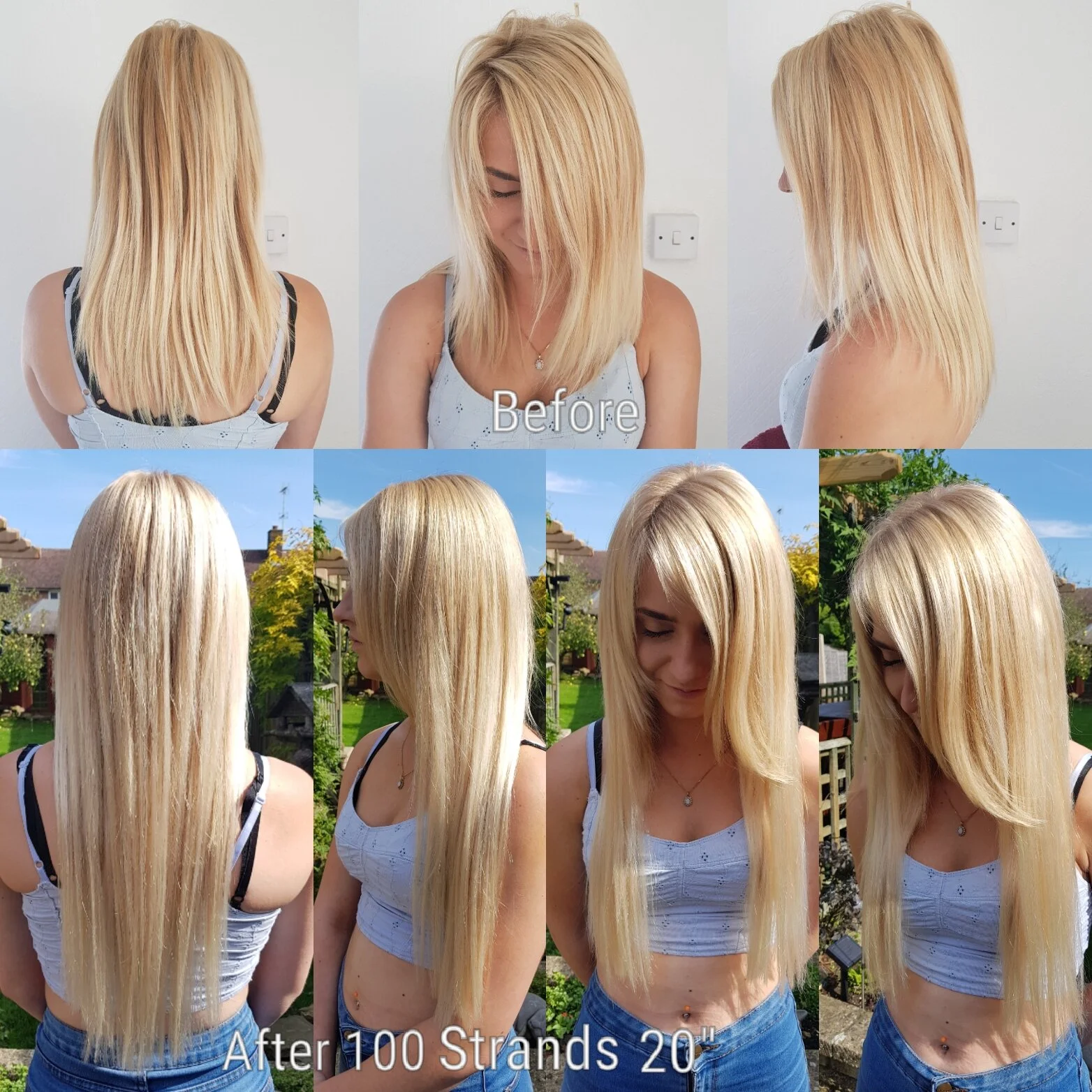 Before and after of 100 strand applicaton