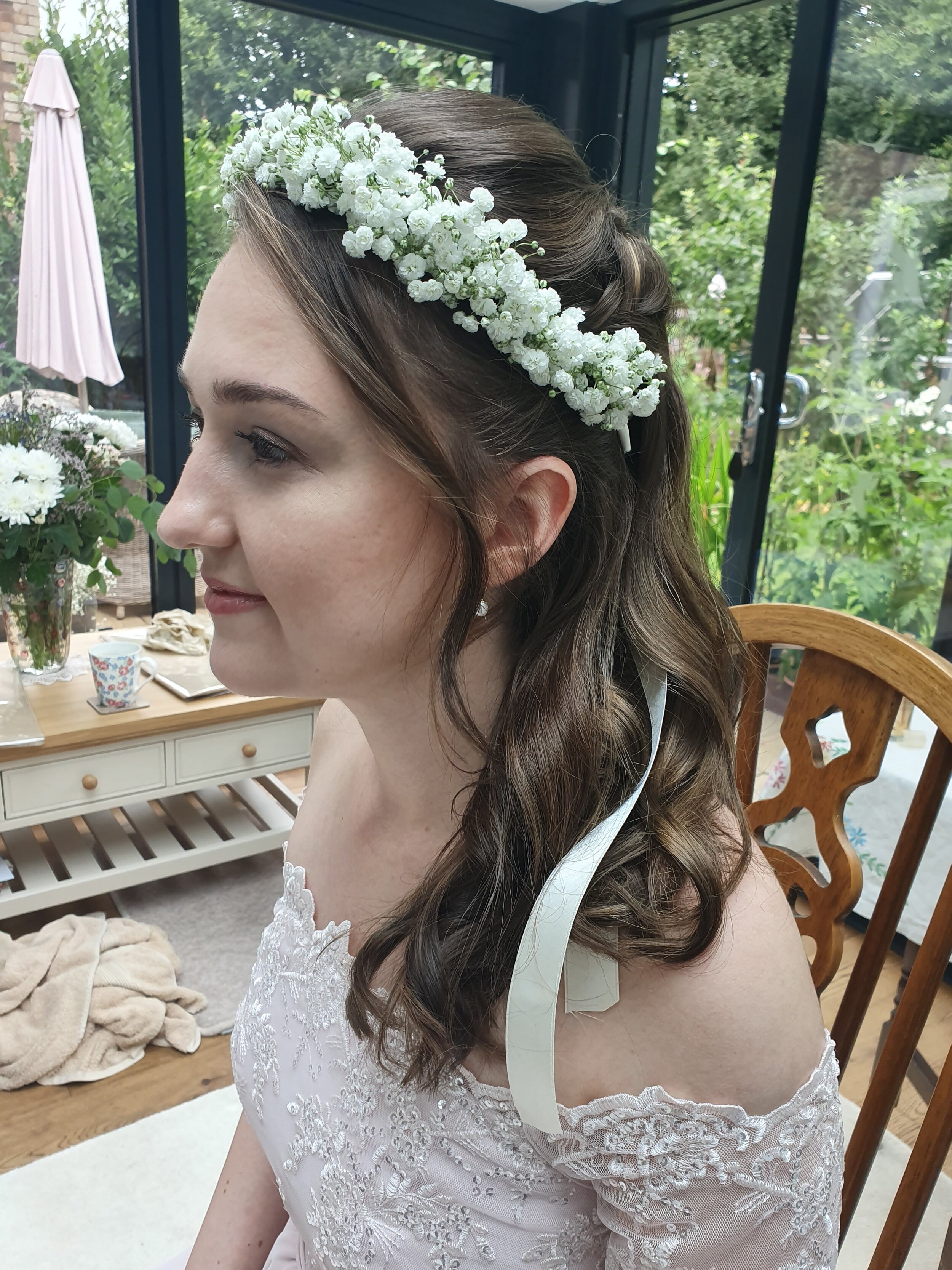 long curls bridesmaid 