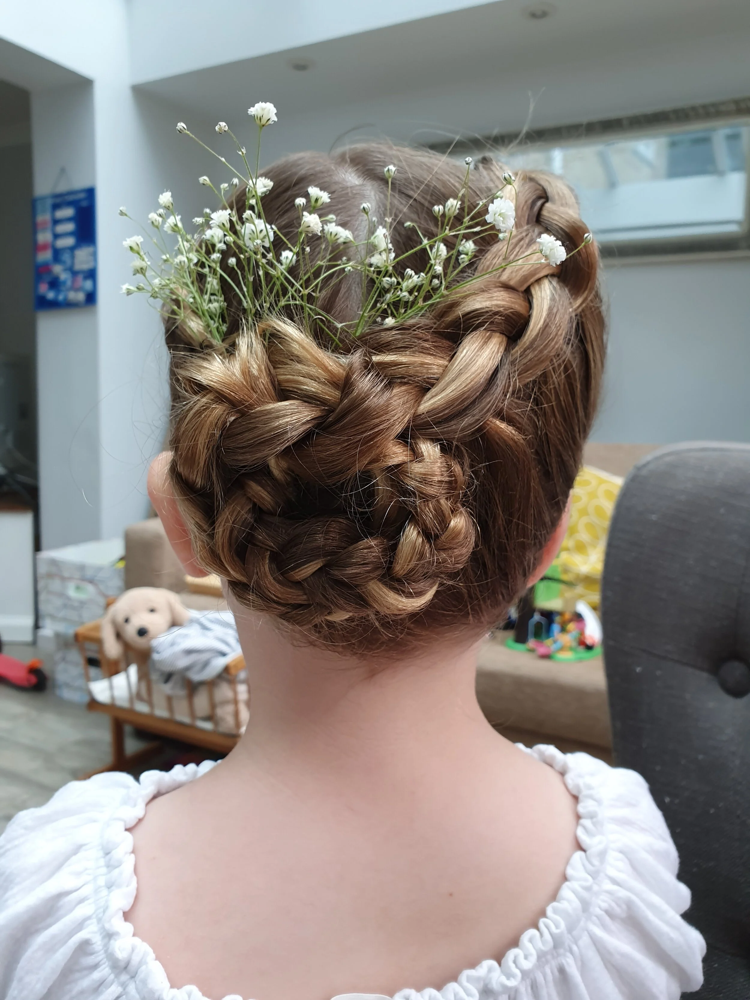 boho french braid bun flower girl