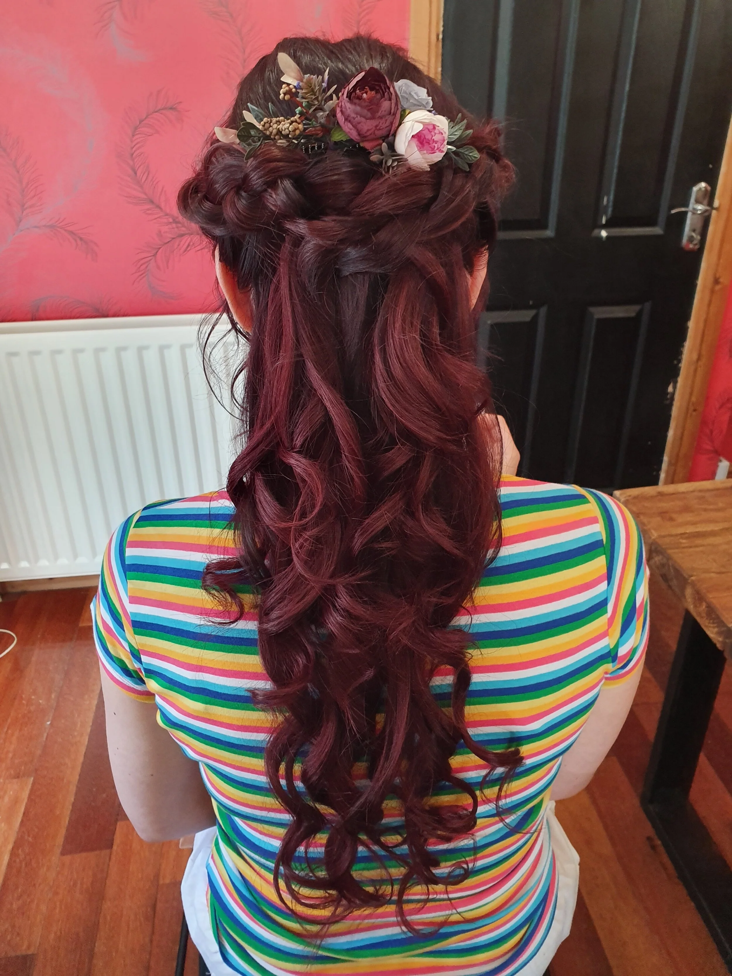 Forrest themed hair up bride