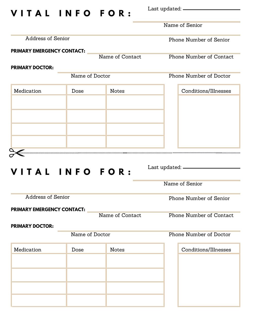 Vital Info Wallet Card Template — Clio  Home Within Medication Card Template