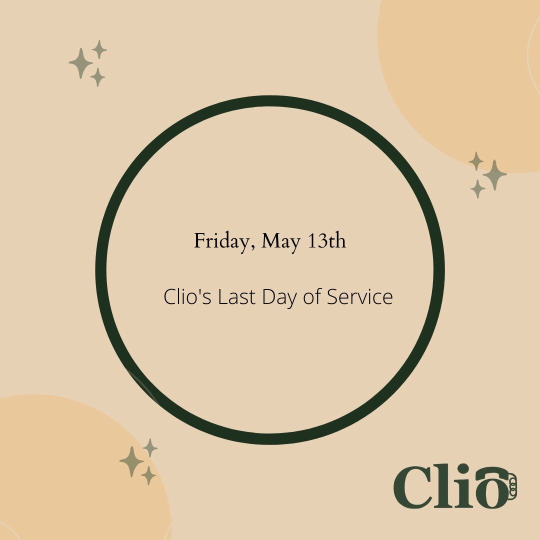 This Friday, May 13th is Clio's last day of service! 🌟

For those of you who receive our newsletters, you have been receiving announcements about this! 

Clio will no longer be providing services after this Friday, May 13th. Older adults and volunte