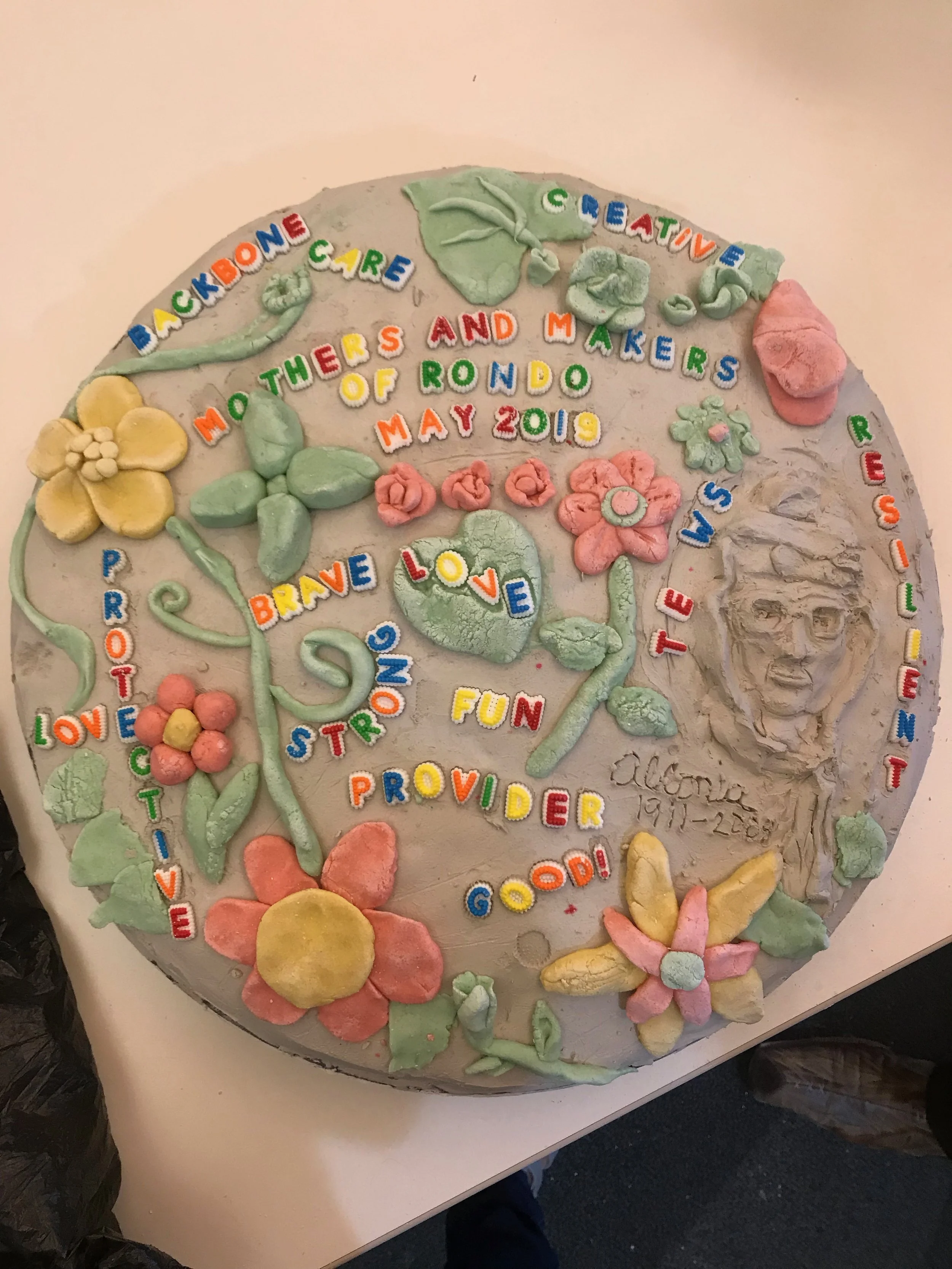 mothers of Rondo salt dough plaque pattern made in a community workshop on Mother's Day