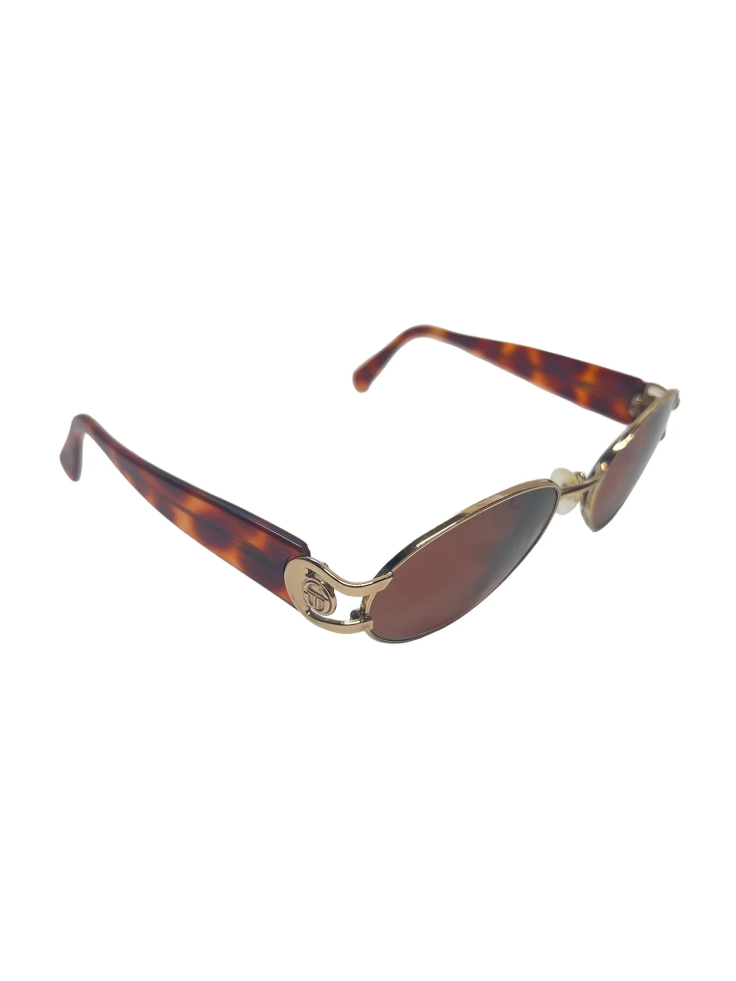 SERGIO TACCHINI ヴィンテージ 眼鏡 フレーム メタルボストン Vintage Sergio Tacchini Gold and Brown Oval Frame Sunglasses