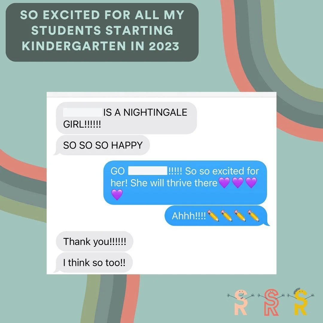 Today I am over the moon with pride as I received news of where my students will be heading off to for kindergarten next year! 📚

Working with some of these students since they were just two years old has been a true joy and seeing them grow into sm