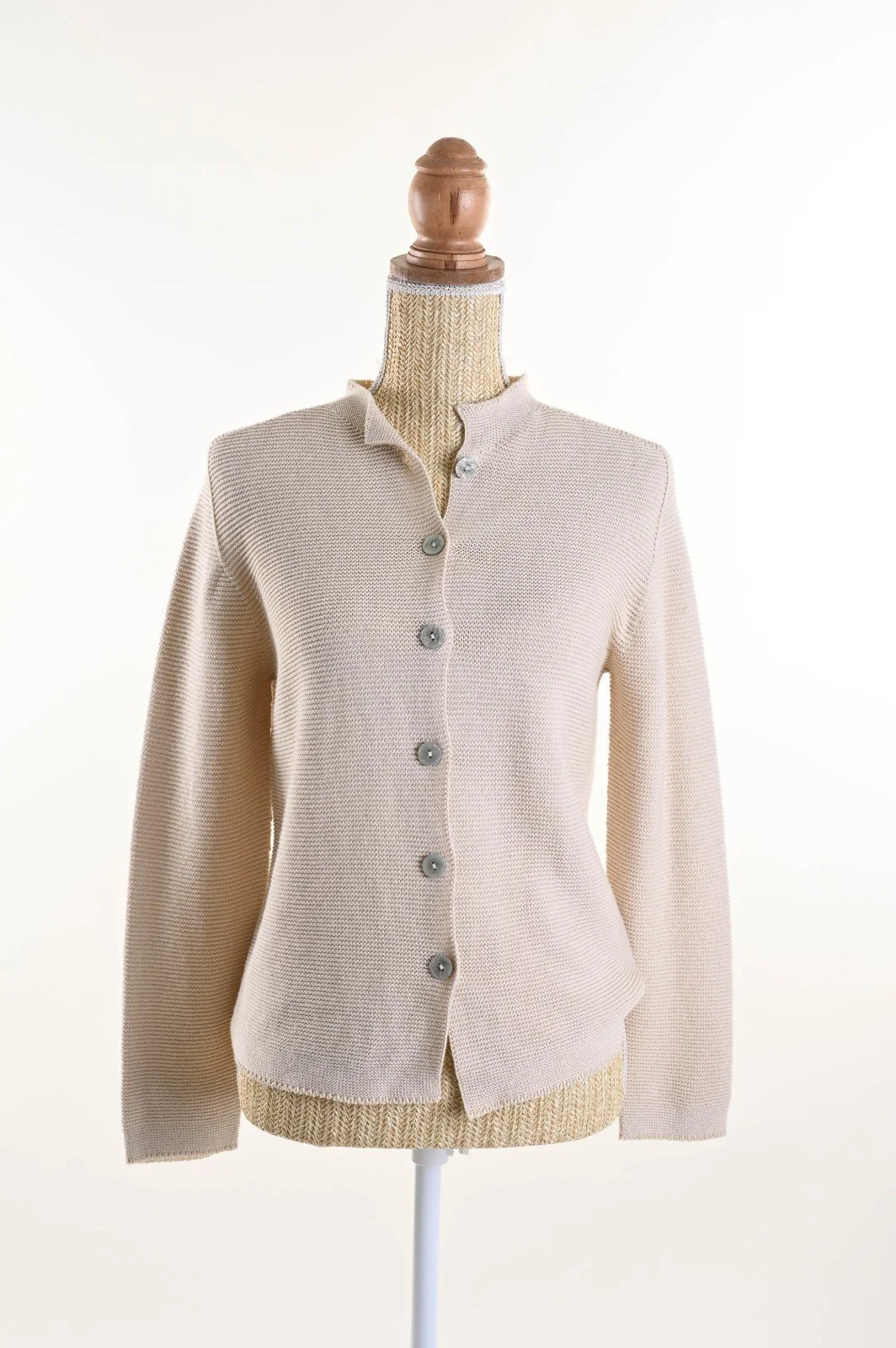 Cardigan with Buttons & Ribbed Bottom