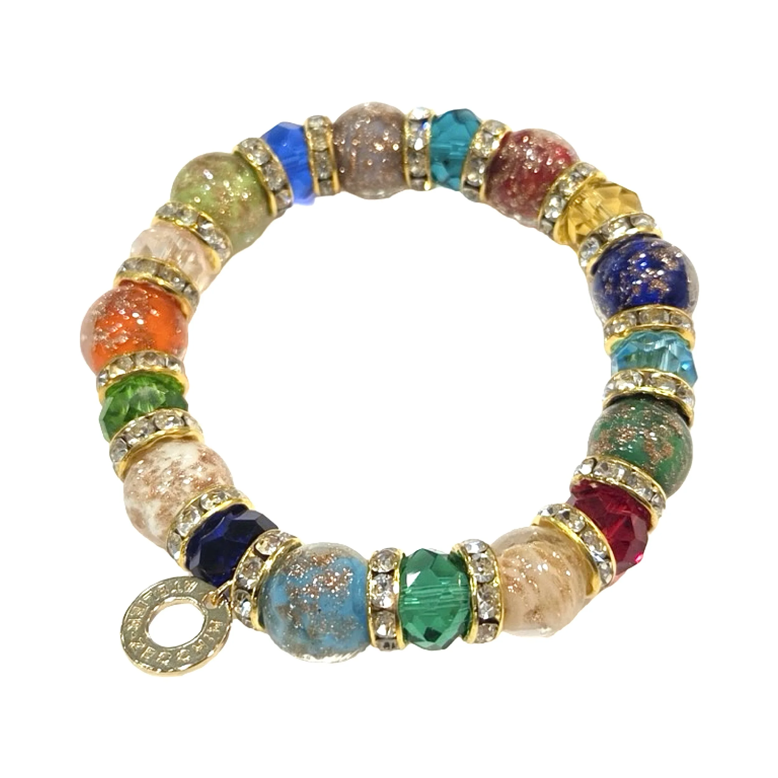 Hand Blown Glass Bracelet in Multi Colored - Crafted in Murano, Italy