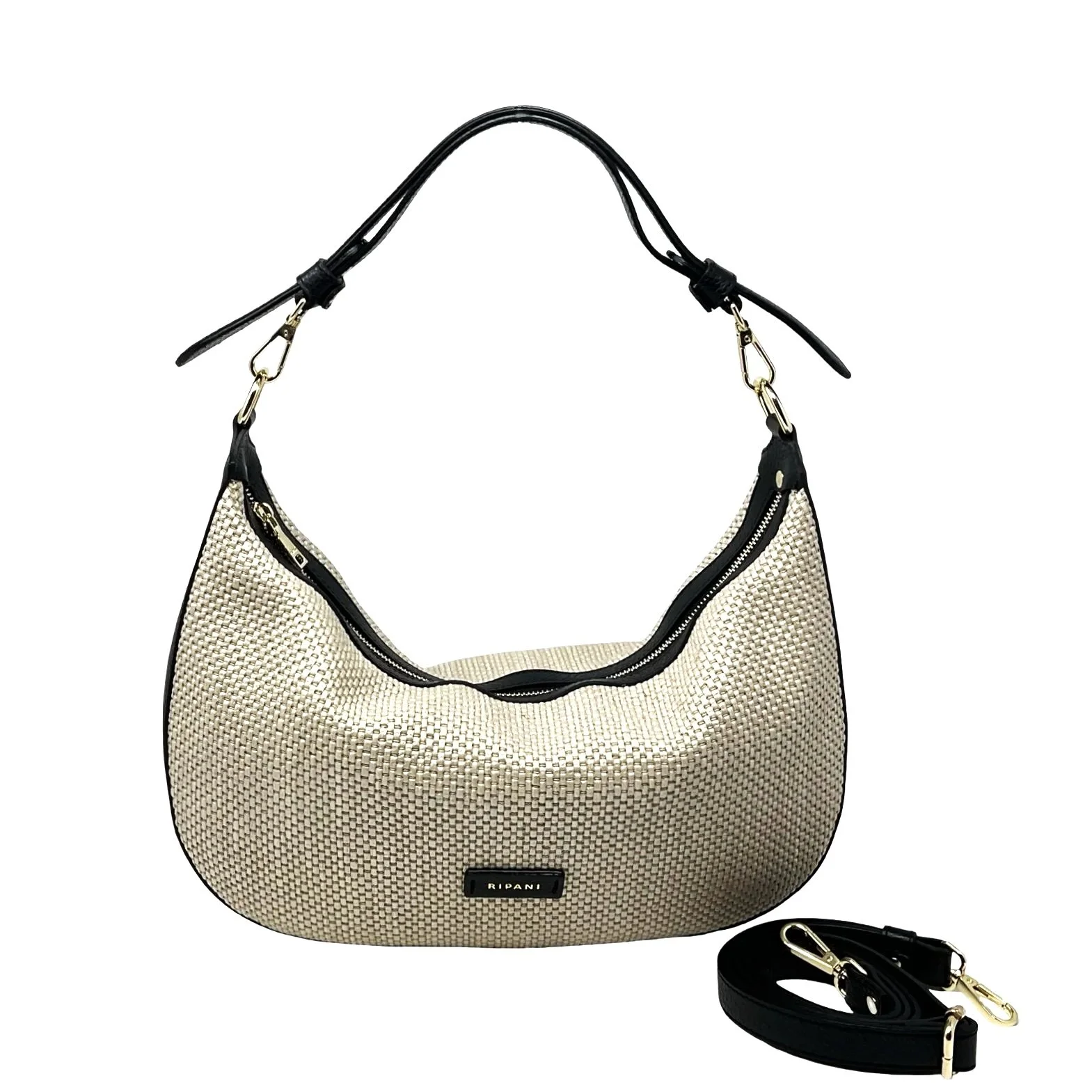 Chicco Raffia Finished in Smooth Leather Shoulder Bag