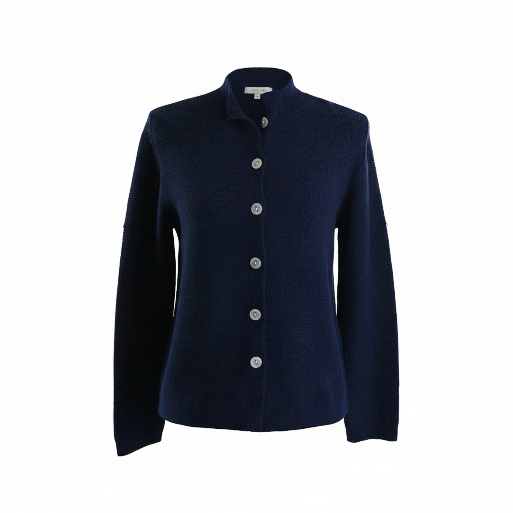 Cardigan with Buttons & Ribbed Bottom