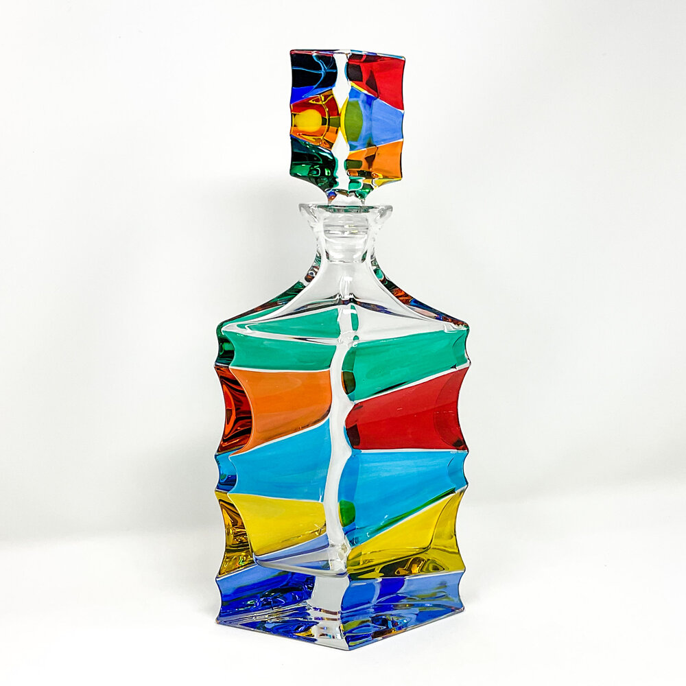 Scaleno Murano Crystal Whiskey Decanter, 35 - Made in Venice — Poppi Leather