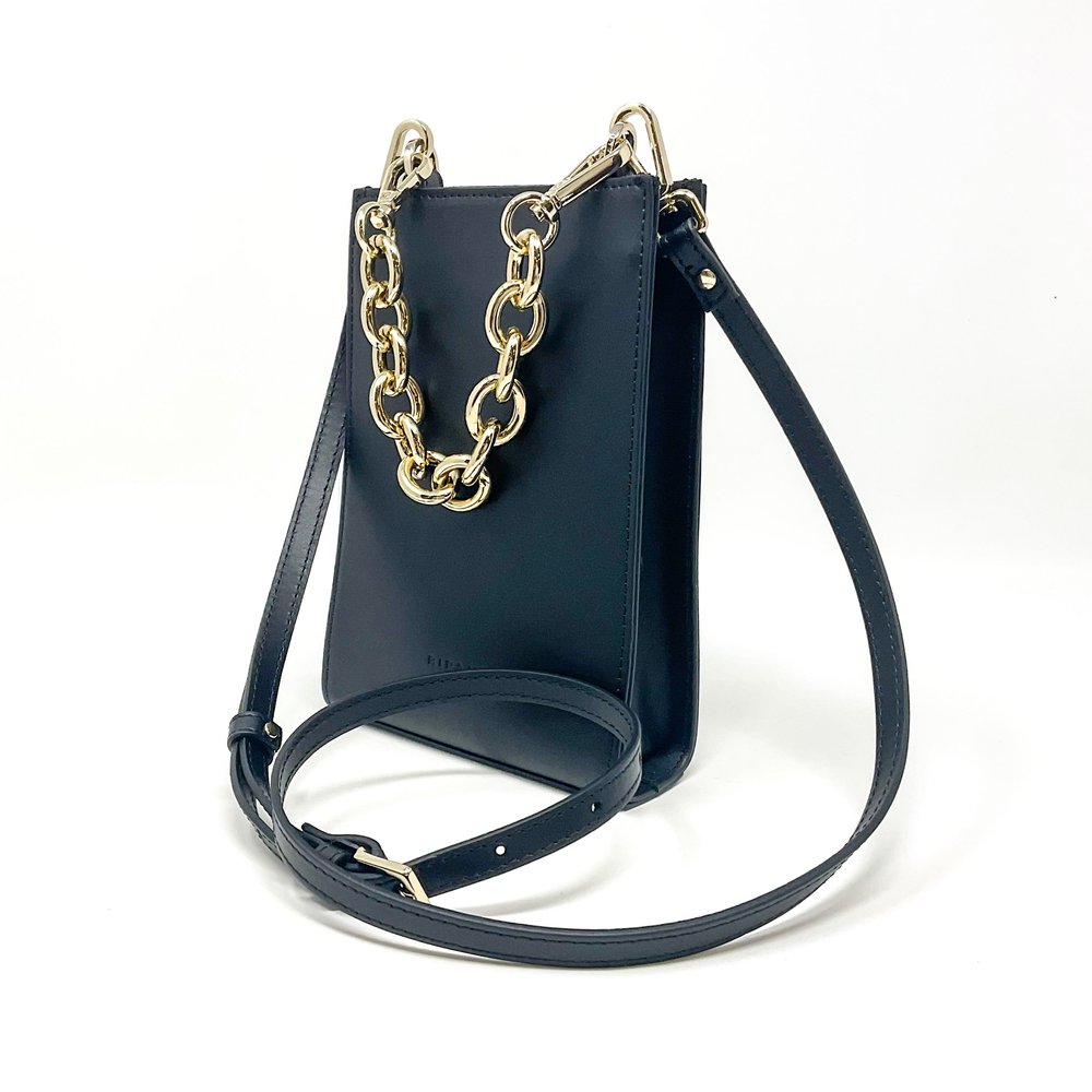 Crossbody bag chain strap leather Made in Italy by Italian leather