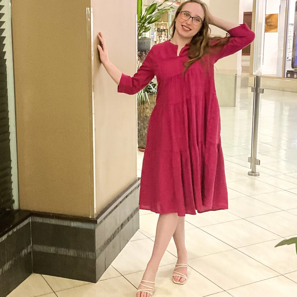 Linen Dress with Tiers - Made in Milan  Poppi Italian Leather