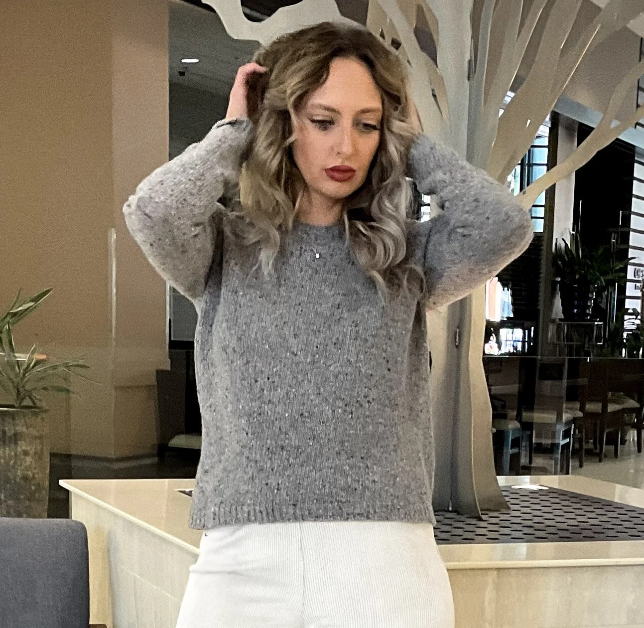 Fine Knit Wool Sweater with a Subtle Multi-Tone Texture